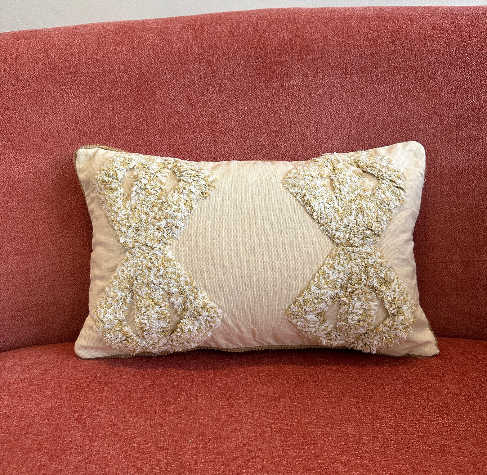 Luxe boho tufted cushion cover in beige image