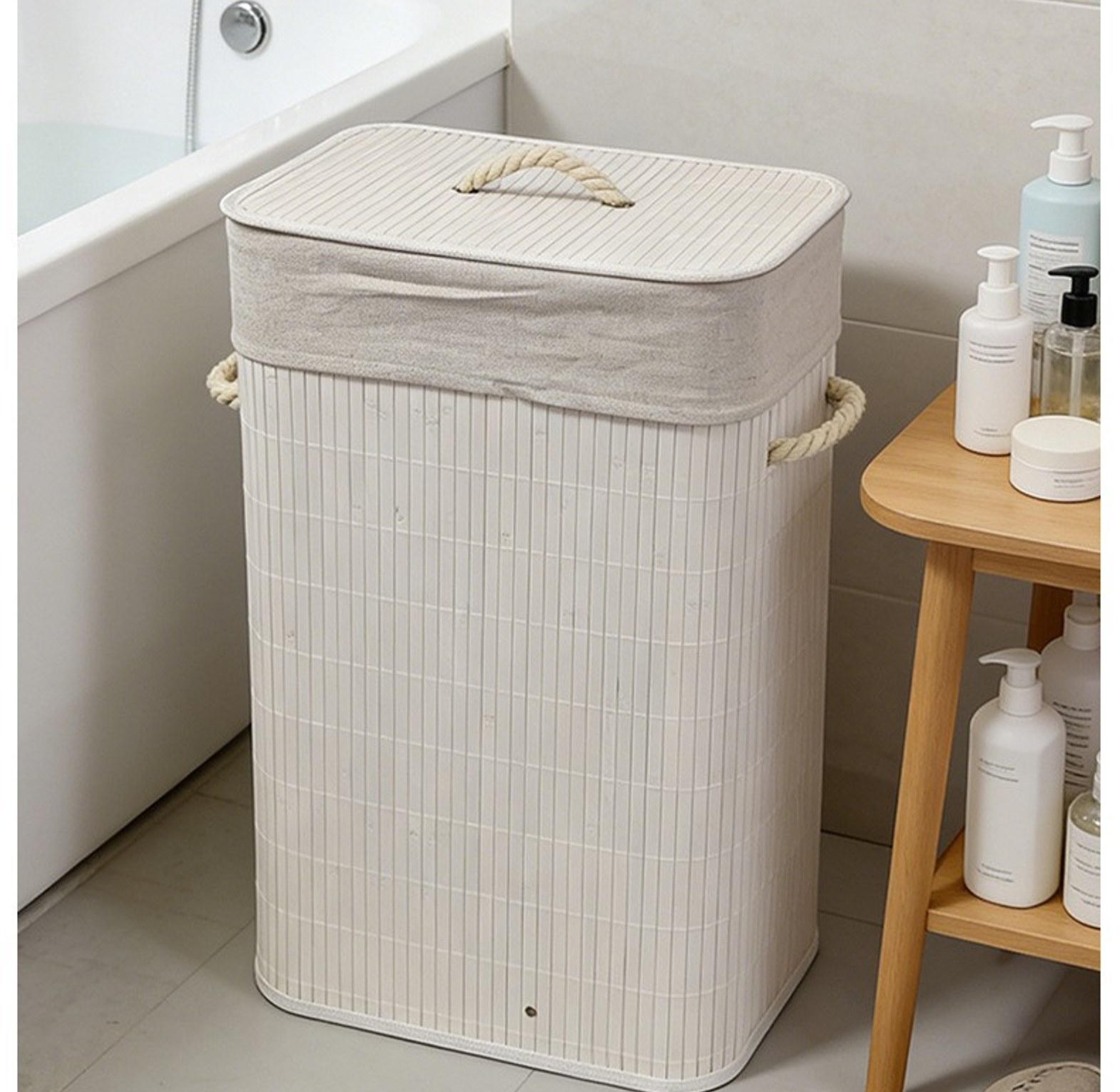 Foldable Bamboo Laundry Hamper with Lid image