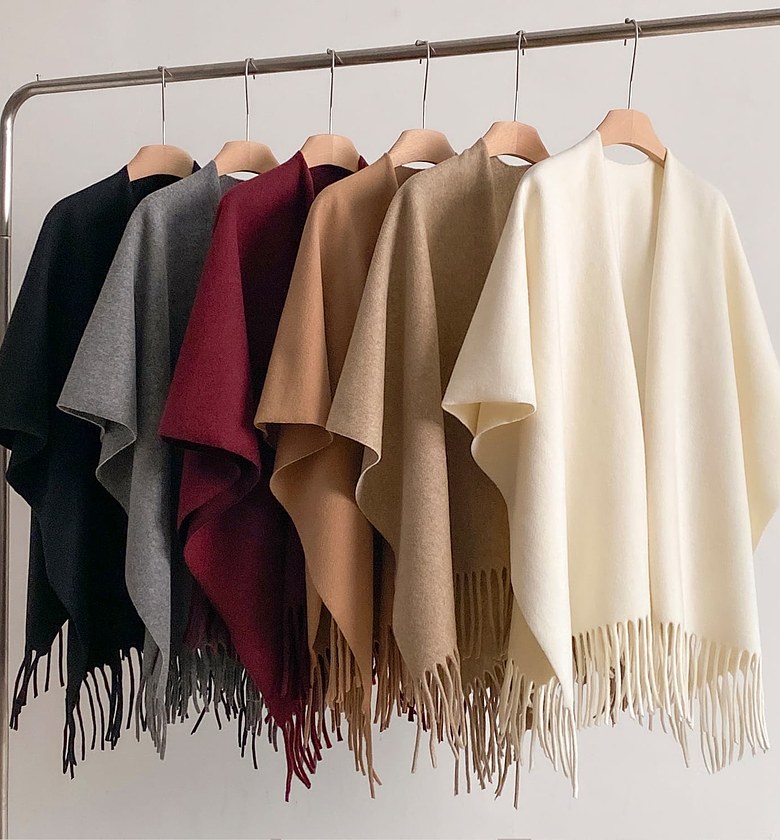 Winter Women Poncho Warm Shawl Double Sided Designer Thickening Blanket Luxury Scarf image