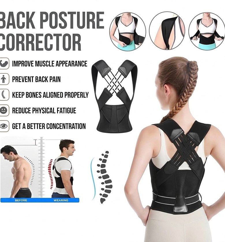 Adjustable Back Posture Corrector Brace for Spine Alignment & Lower Back Pain Relief Men & Women (Medium size- Waistline 56-63cm)  - Premium Lumbar Support Belt image