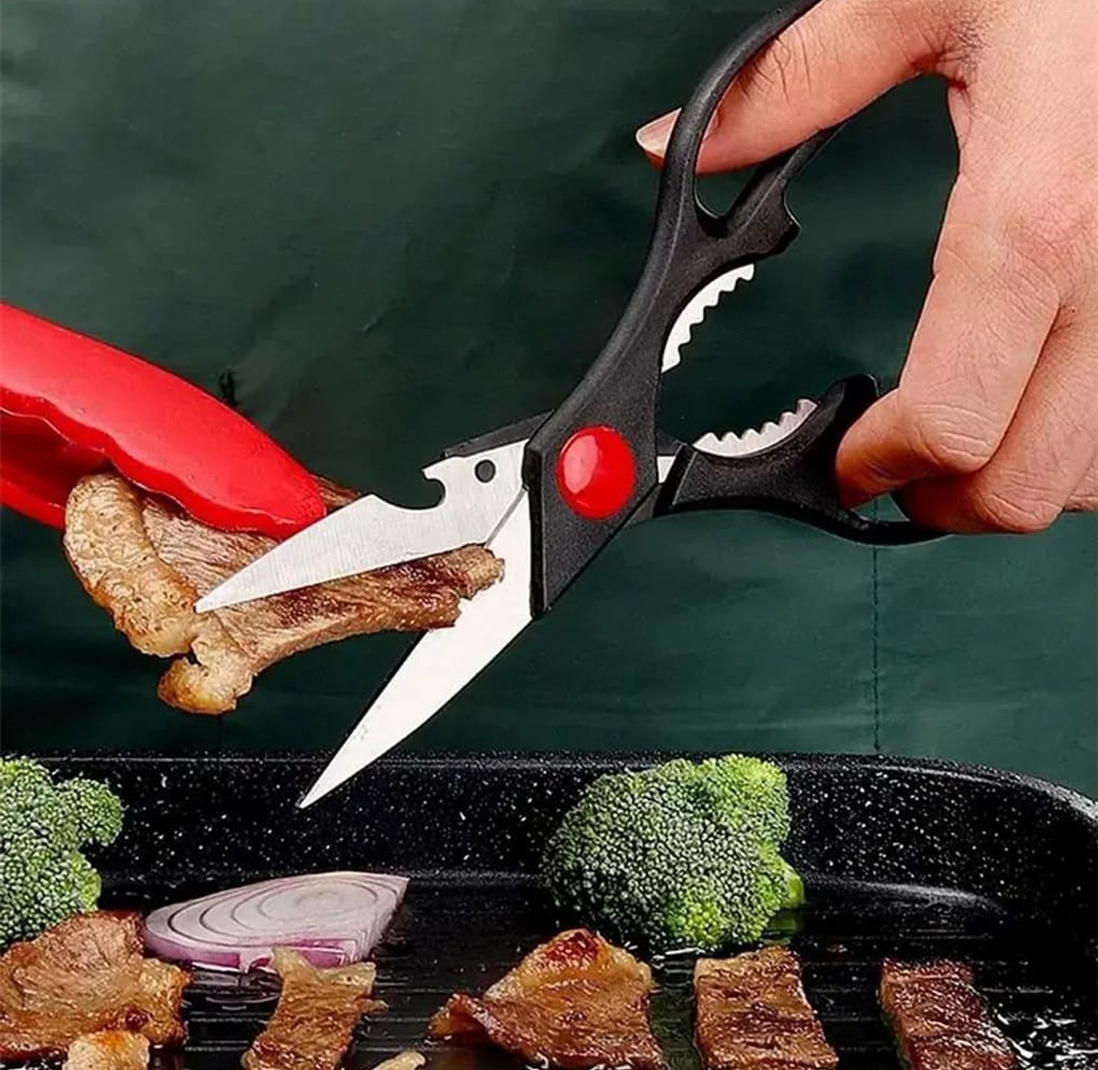 Multifunctional Stainless Steel Kitchen Scissors with Integrated Nutcracker and Bottle Opener image