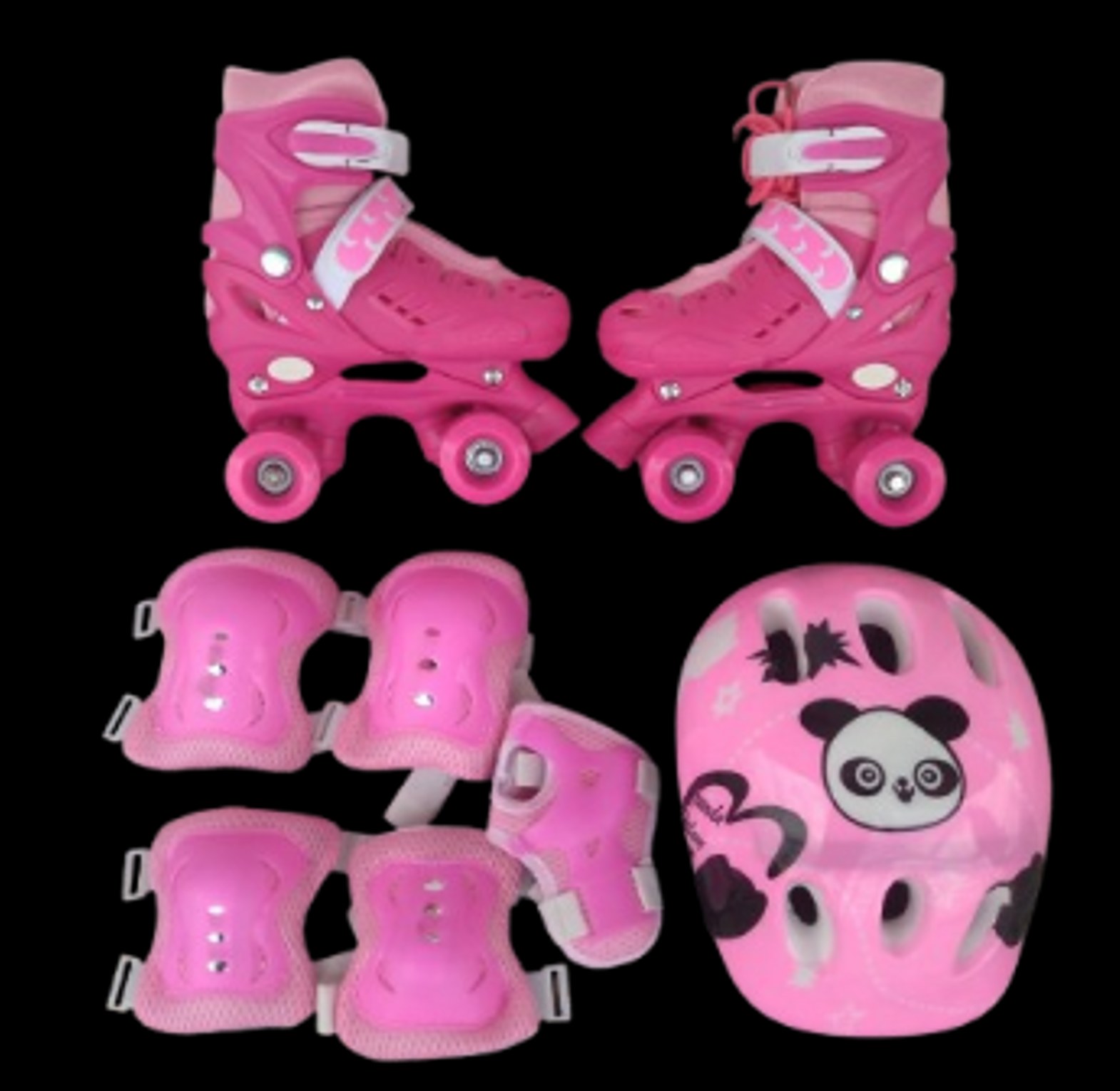 Roller Skates. Full Set Of Children's Quad Roller Skates Comes with a helmet and protective gear Size 27 To 38 image