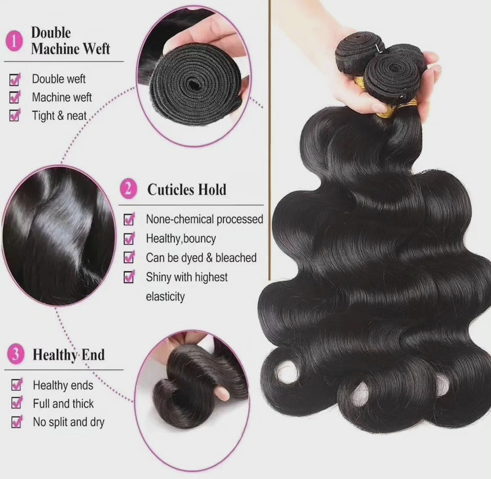 Body Wave human hair weave bundles 18 inches.  image