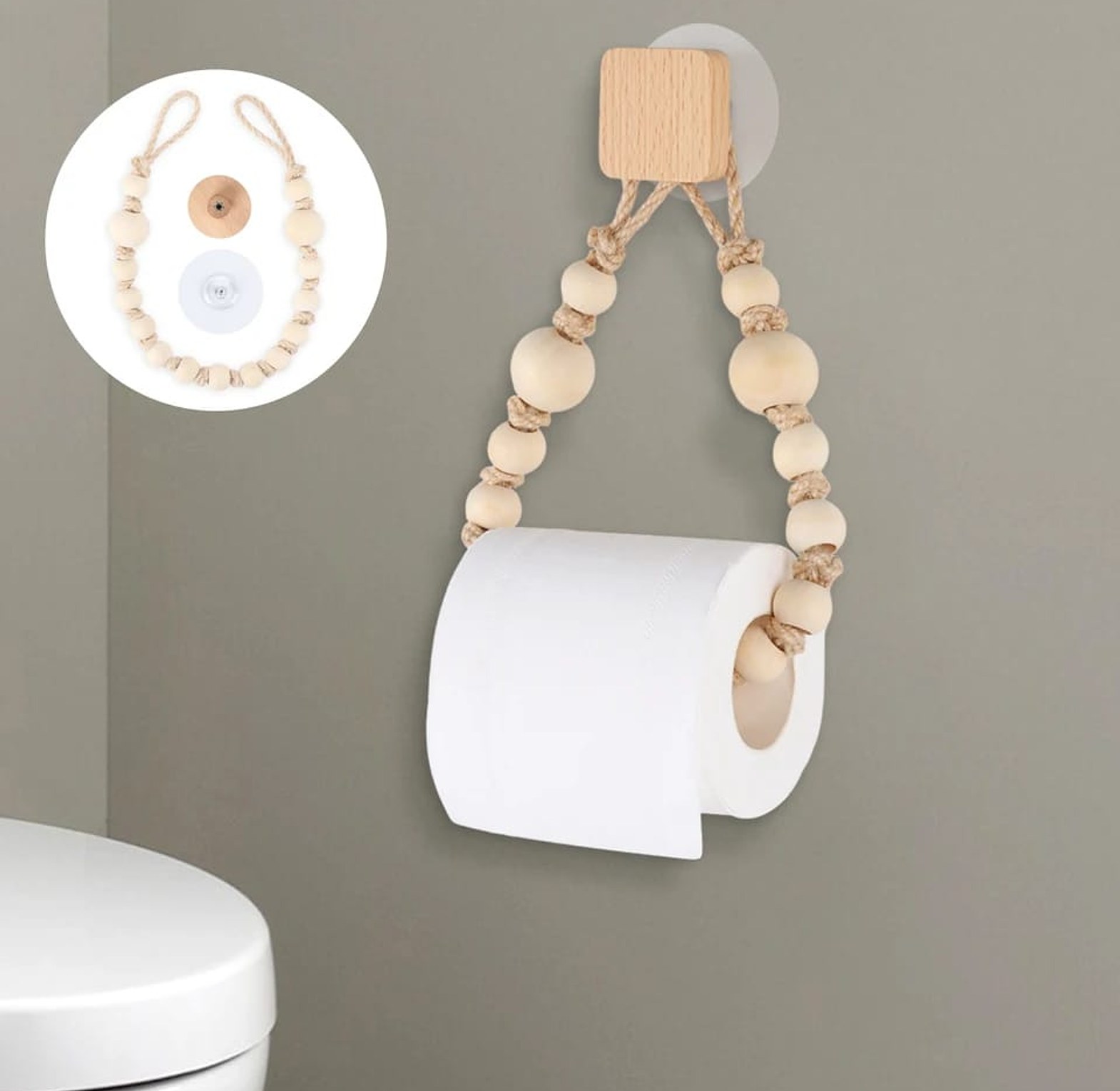 Nail-free Sticker Towel Rack Bathroom Wooden Hook image