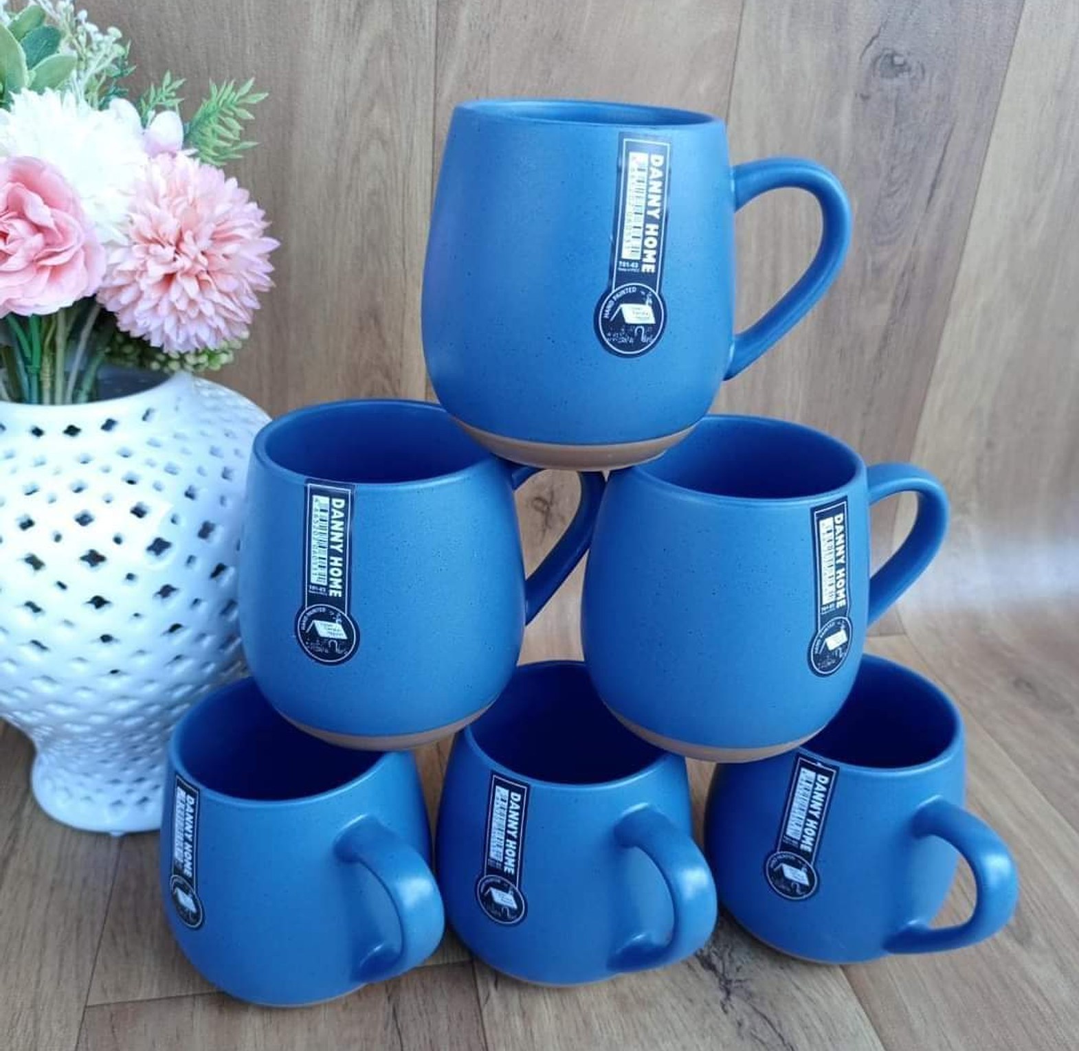 Ceramic Classic blue cups. Set of 6 pcs image