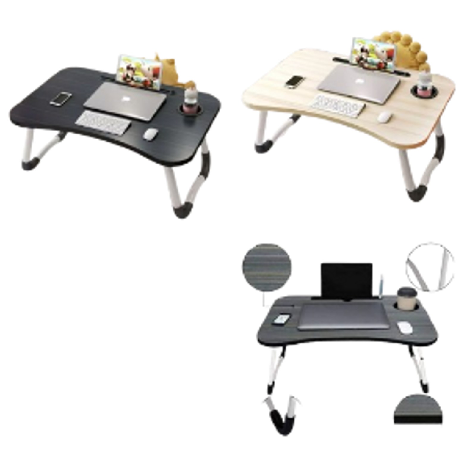 Folding breakfast/ study table laptop desk on the bed, study table computer desk.  image