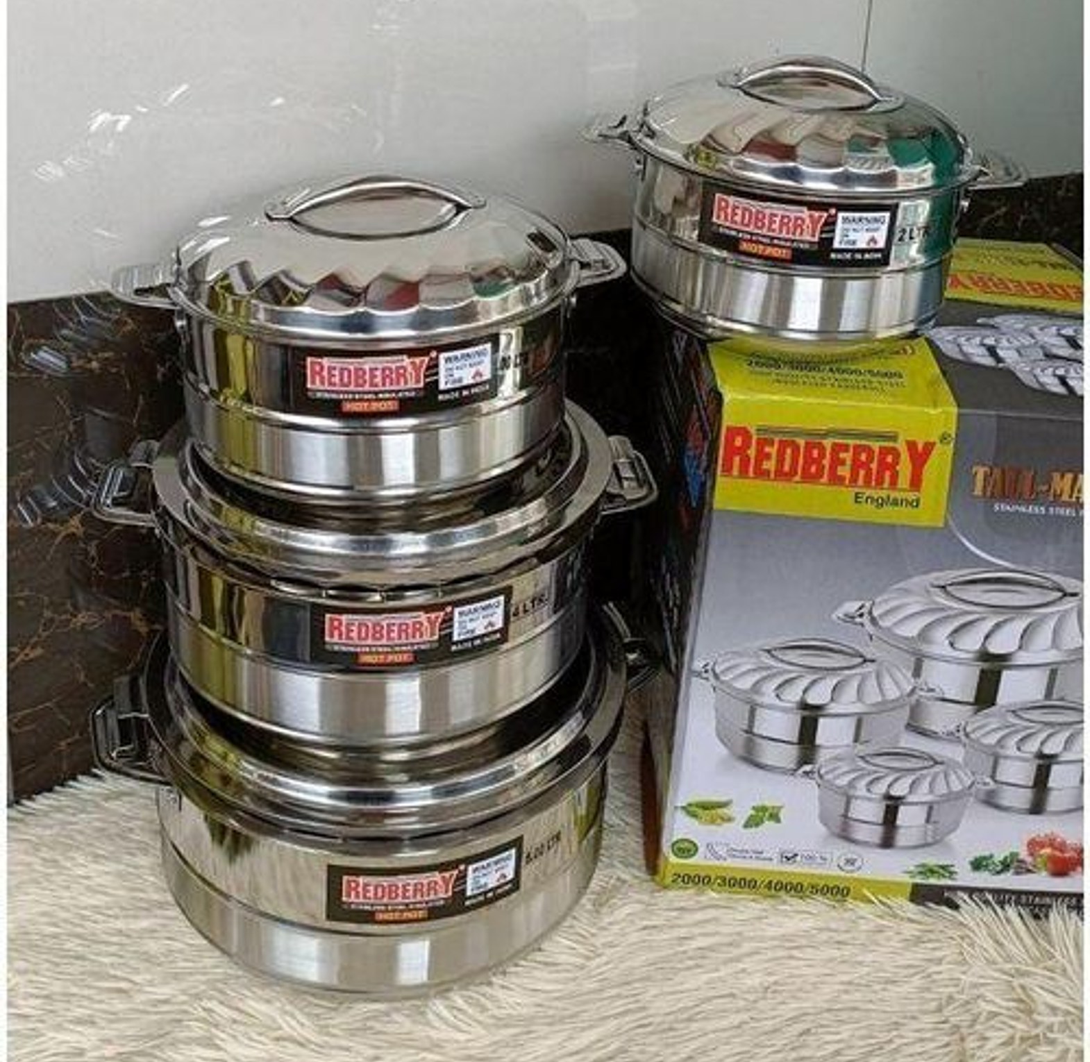 Hotpot.  Redberry 4 Pieces Stainless Steel Server Hot Pot Set image