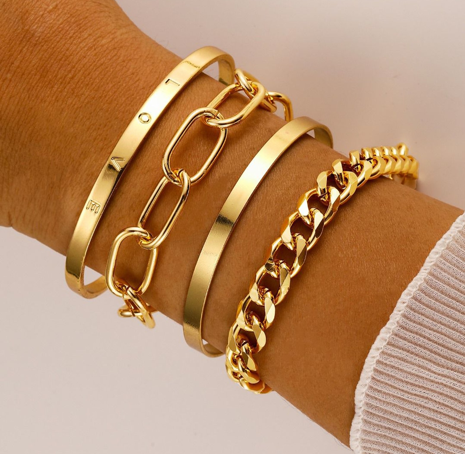4 layer Gold bracelet set image