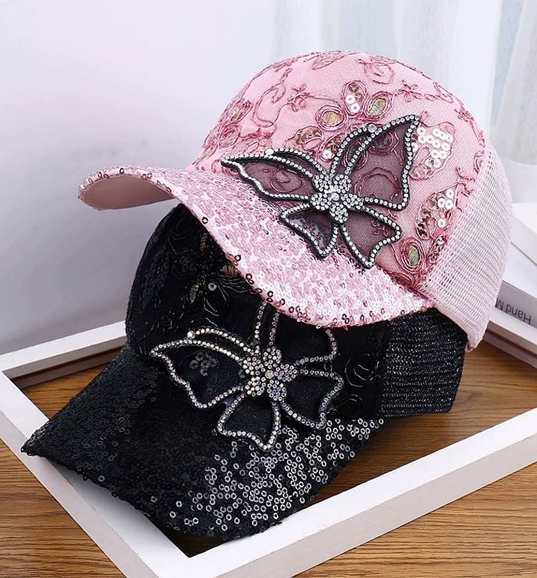 Women’s Mesh Rhinestone Butterfly Baseball Cap image