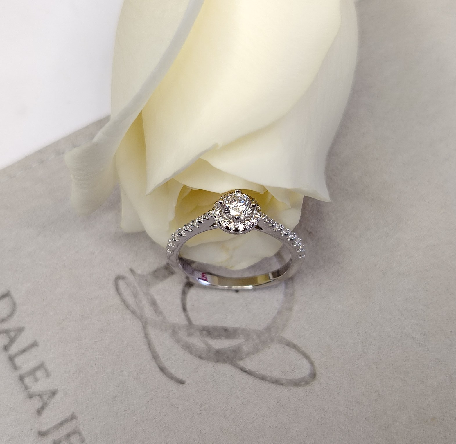 Round Sparkling Pure Sterling Silver Engagement Proposal Promise Ring  image