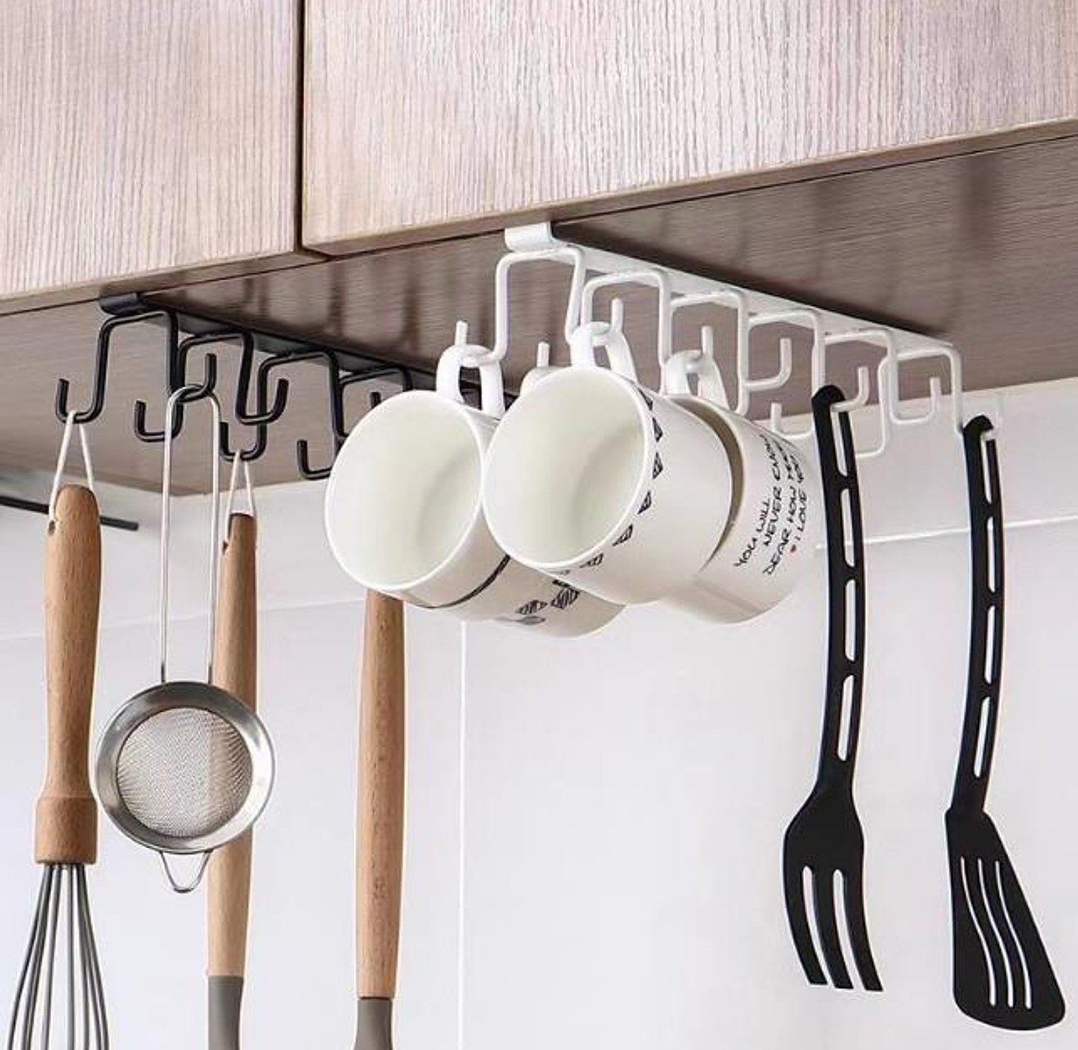 Iron 12-Hook Under-Shelf Storage Rack image