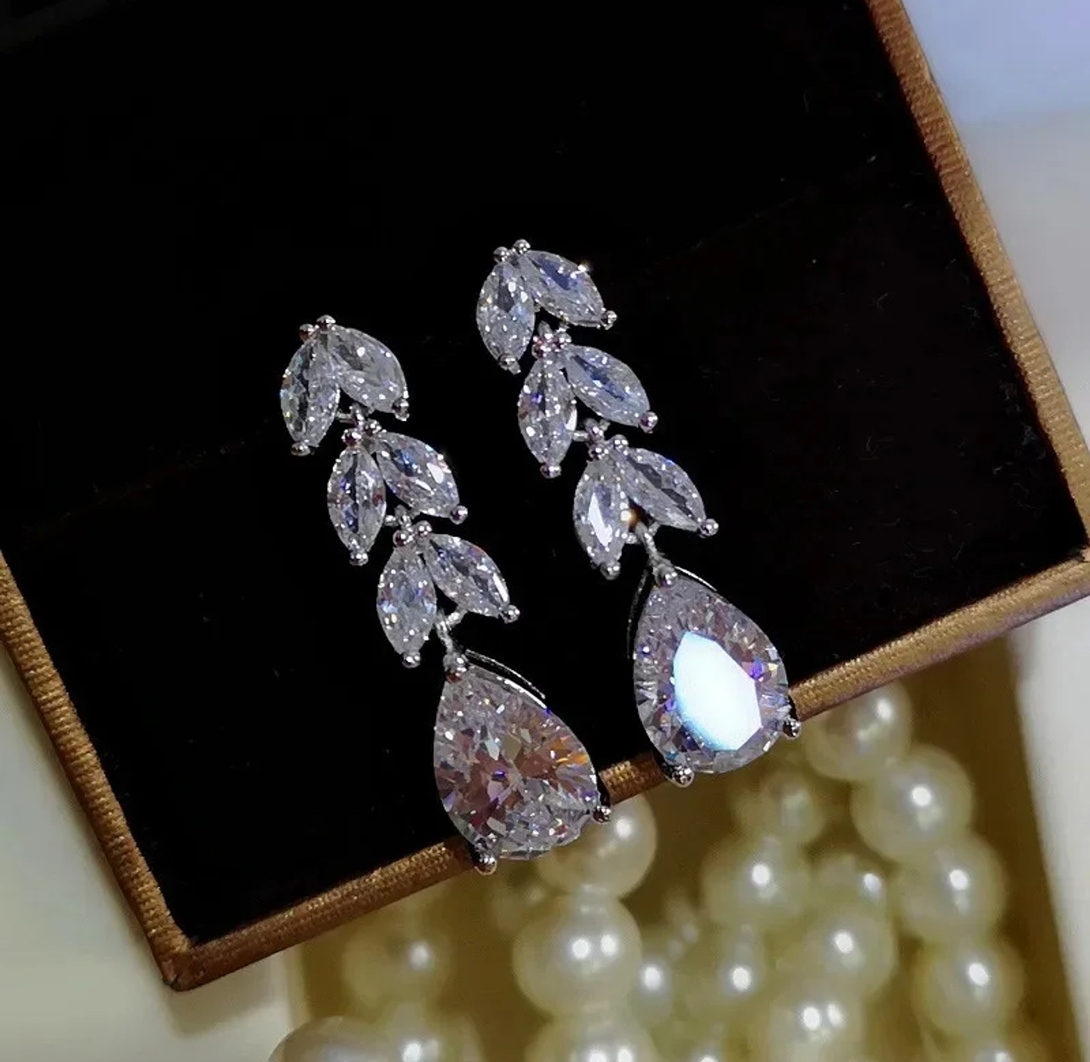 short drop cubic zirconia earrings image