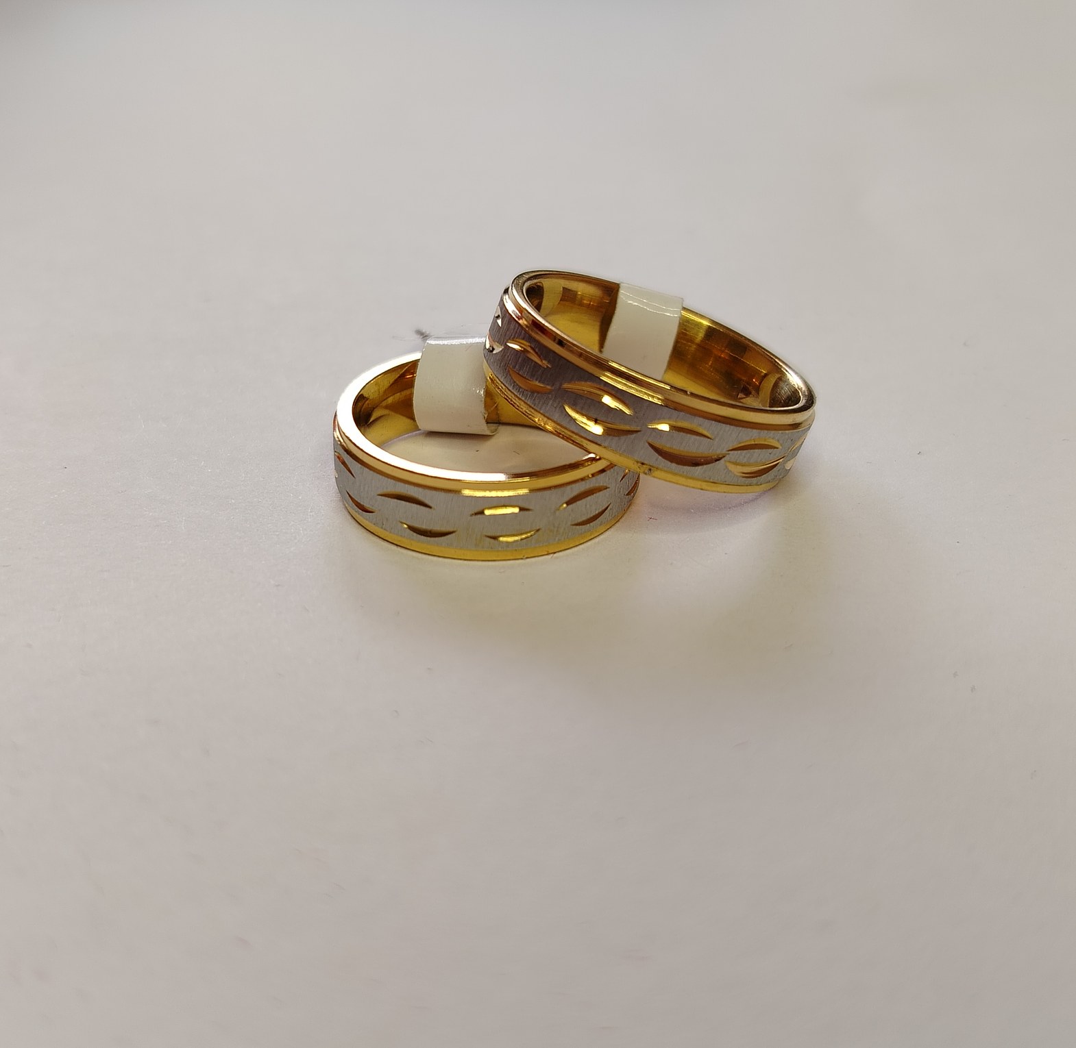 Stainless steel two tone wedding bands  image