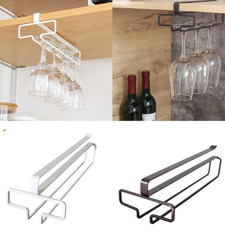 Wine Glass Holder Under Cabinet Kitchen Stemware Rack image
