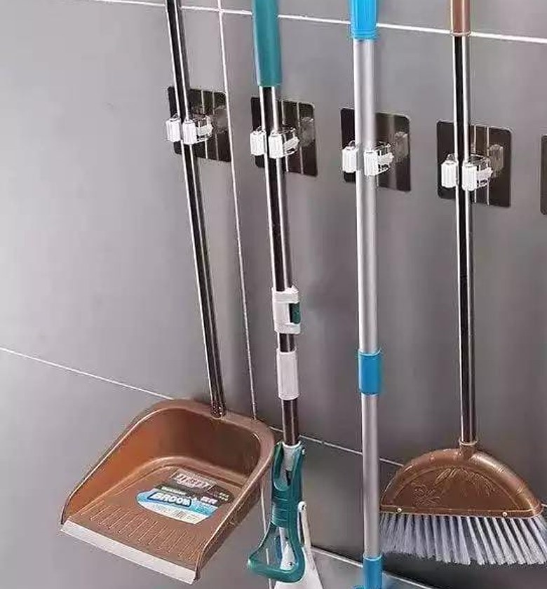4 Pieces Mop Holder, Wall Mounted Mop Holder image