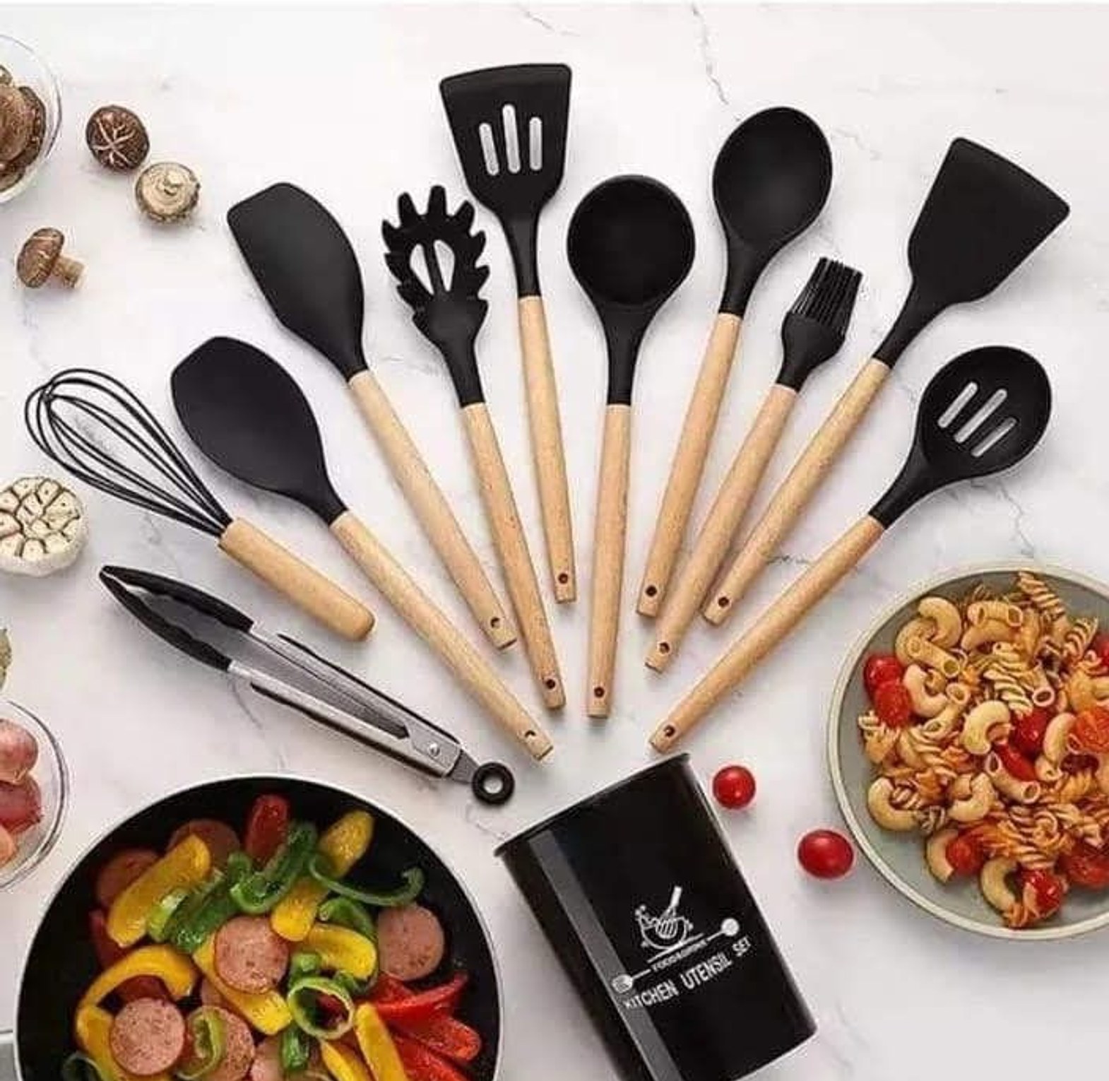 COOKWARE SET. Bosch 10PCS Granite Cookware Set Comes WITH A FREE 11PCS SILICONE SPOONS AS GIFTS  image