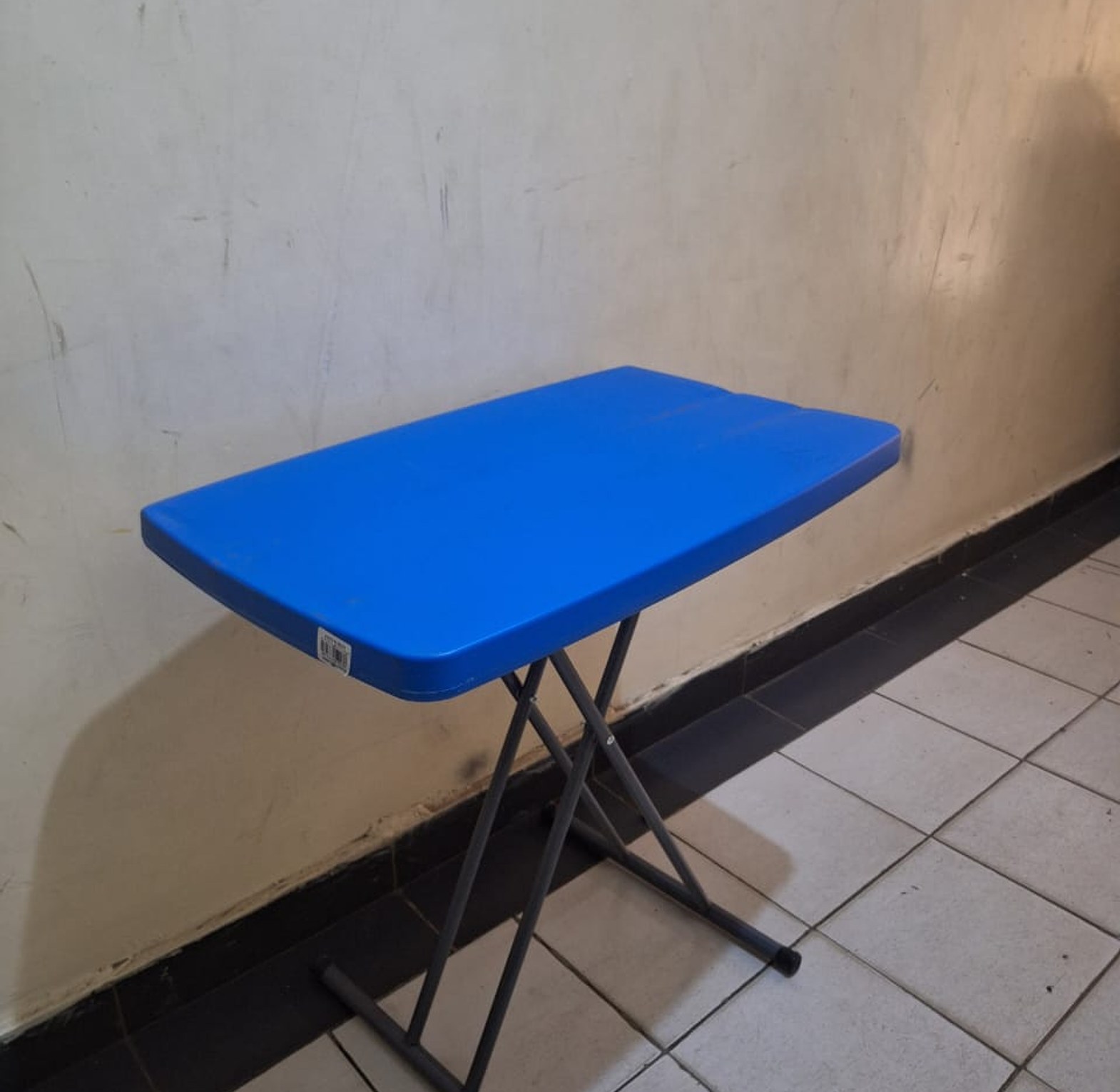  Adjustable Height Snack Table for Home Camping Picnic Party, Blue. Portable or lightweight folding table.  image