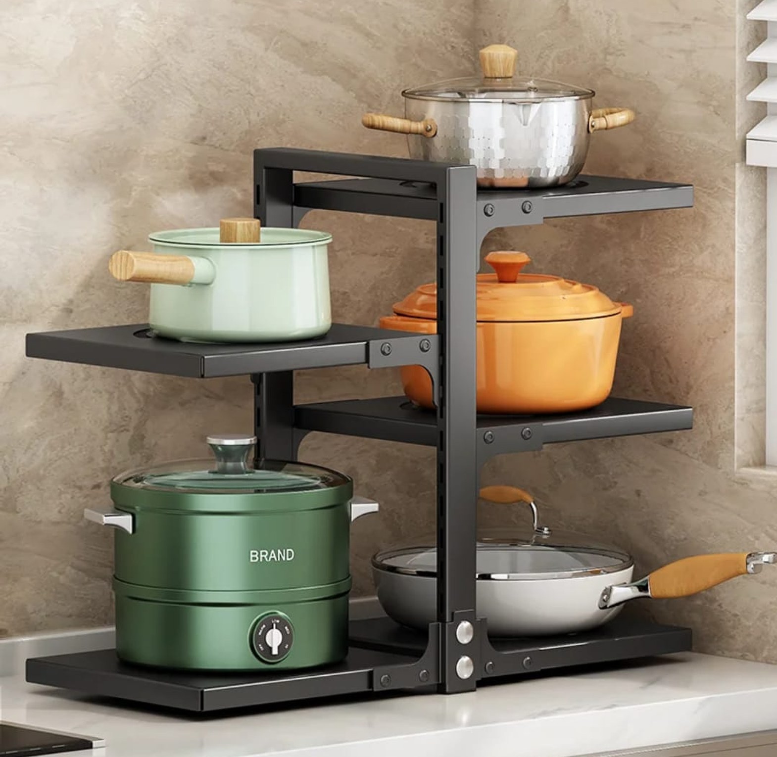 Multi-Layer Pot Storage Rack Adjustable  image