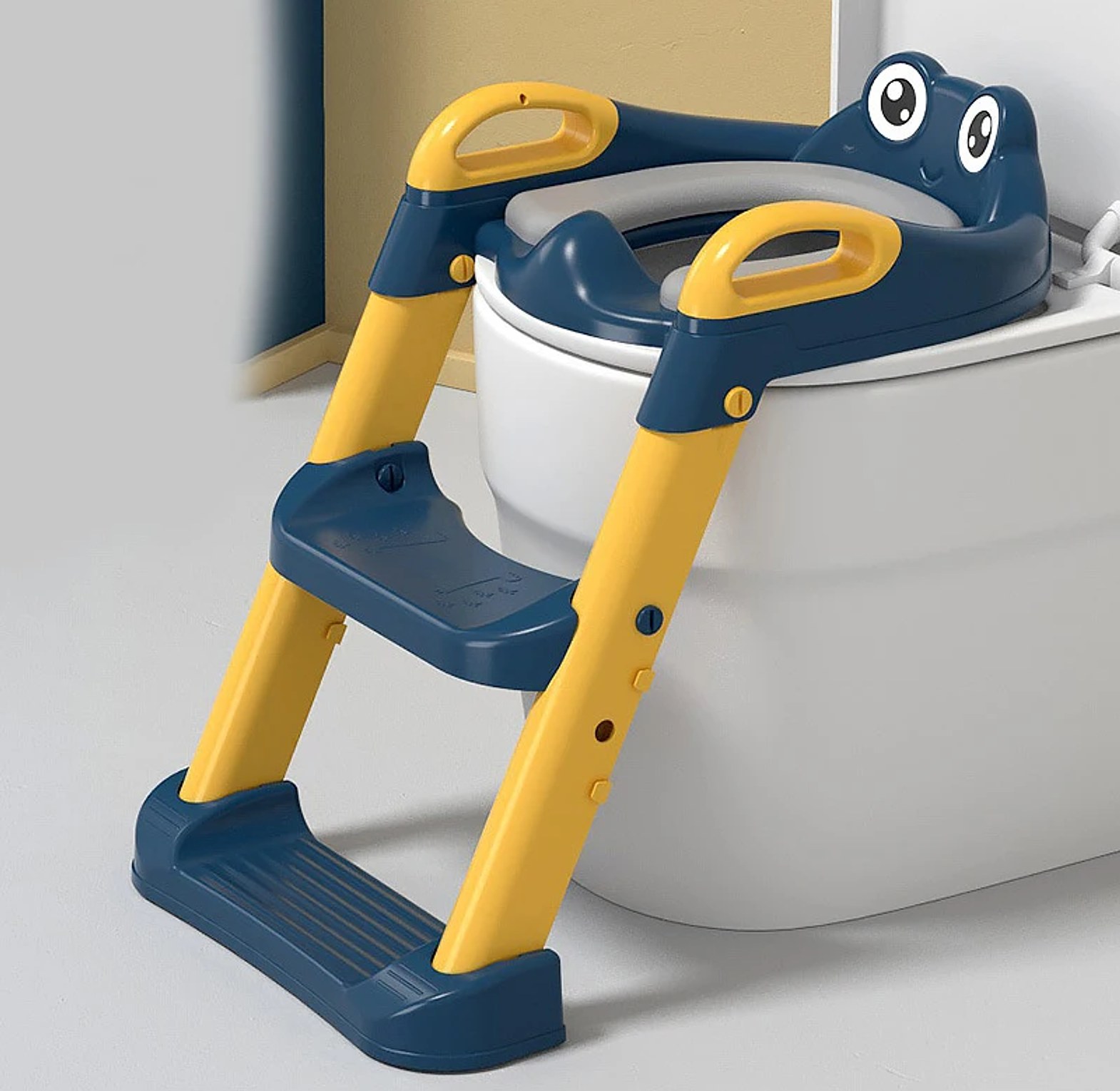 Adjustable Frog Potty Training Seat with Step Stool Ladder & Handles – Non-Slip Toddler Toilet Trainer for Kids image
