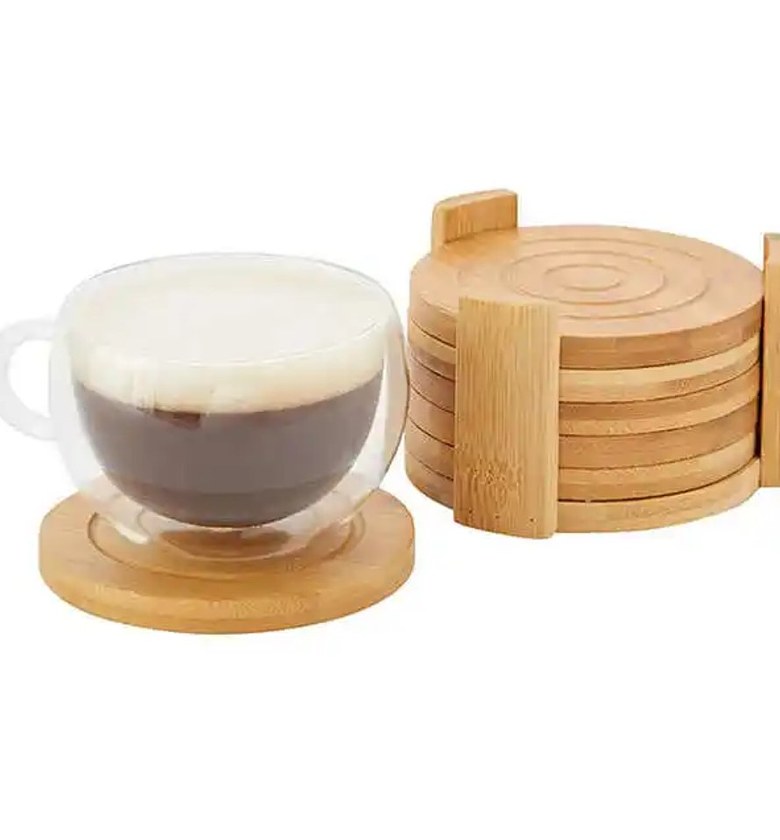 6pcs bamboo coasters and stand image