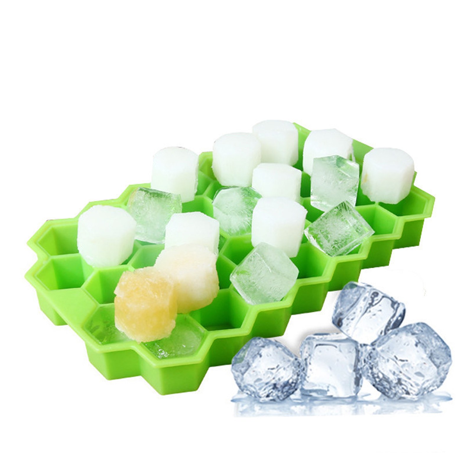 37-Cell Silicone Honeycomb Ice Cube Tray with Spill-Proof Lid – Flexible Mini Ice Maker Mold for Cocktails & Baby Food image