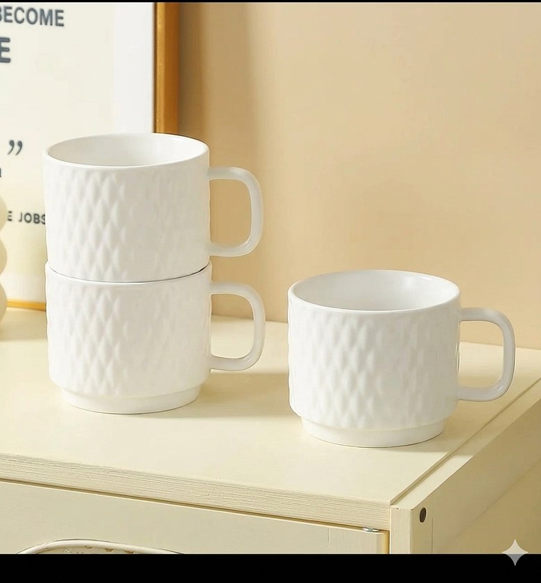 European coffee cups and saucers image