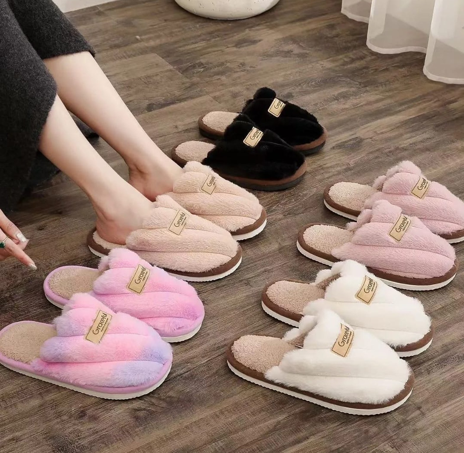 Women’s Pink Flat Heel Cotton Slippers image