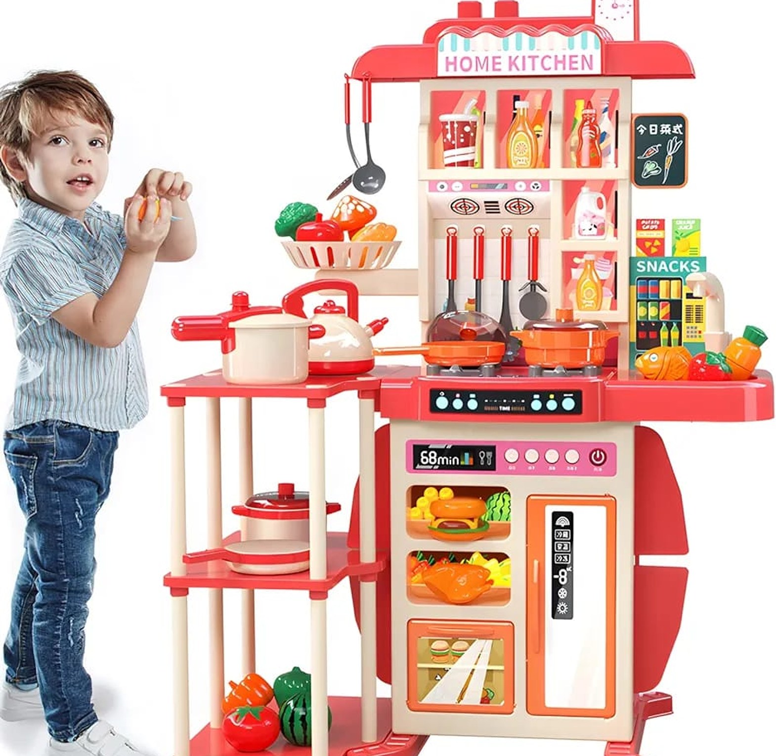 73PC KITCHEN SET Includes A Countertop Table With Stove, Sink, Multiple Appliances, Utensils, Storage Space and 73 Kitchen Accessories.  image