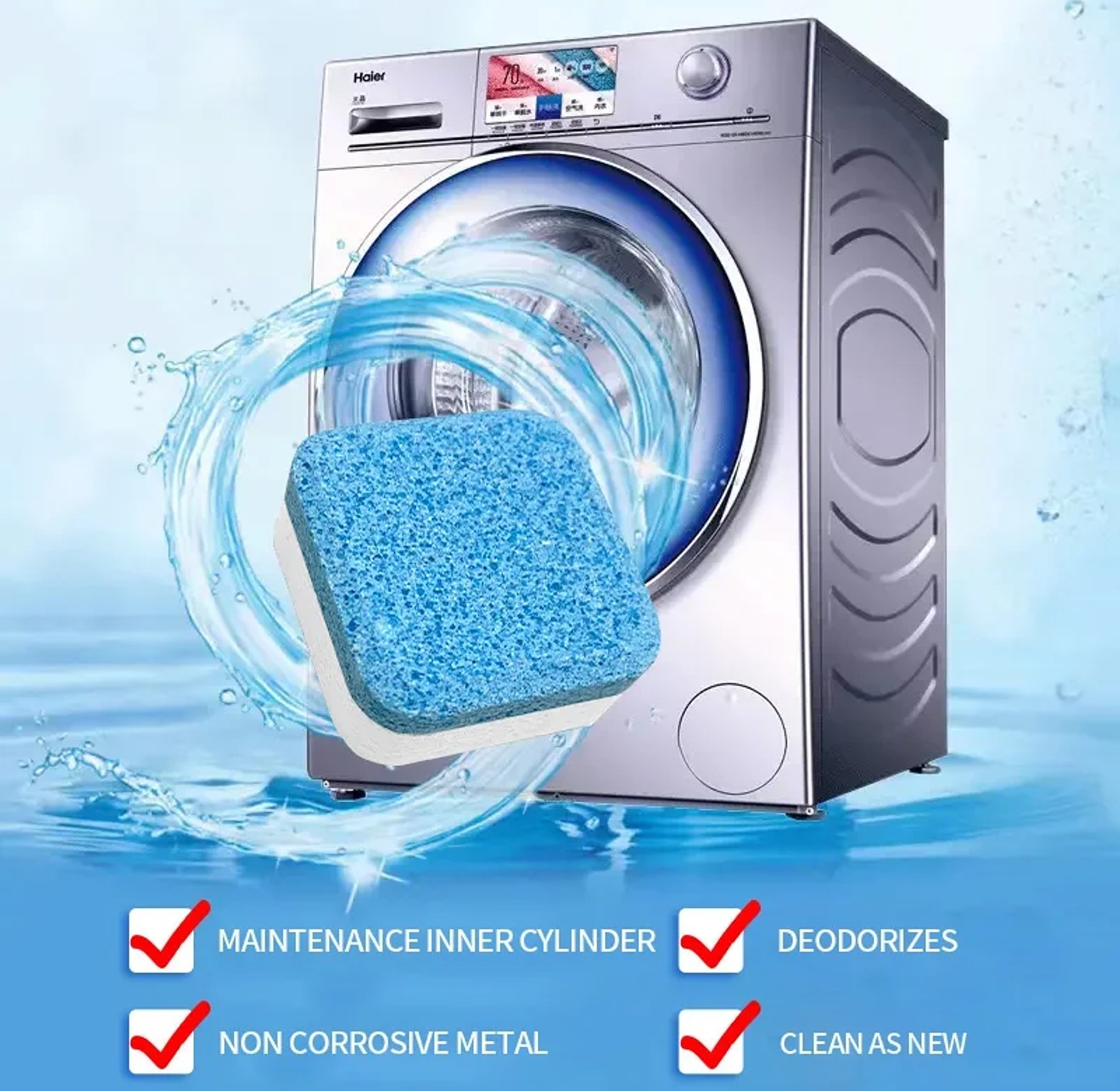 12 Piece Washing Machine Antibacterial Cleaning Tablets image
