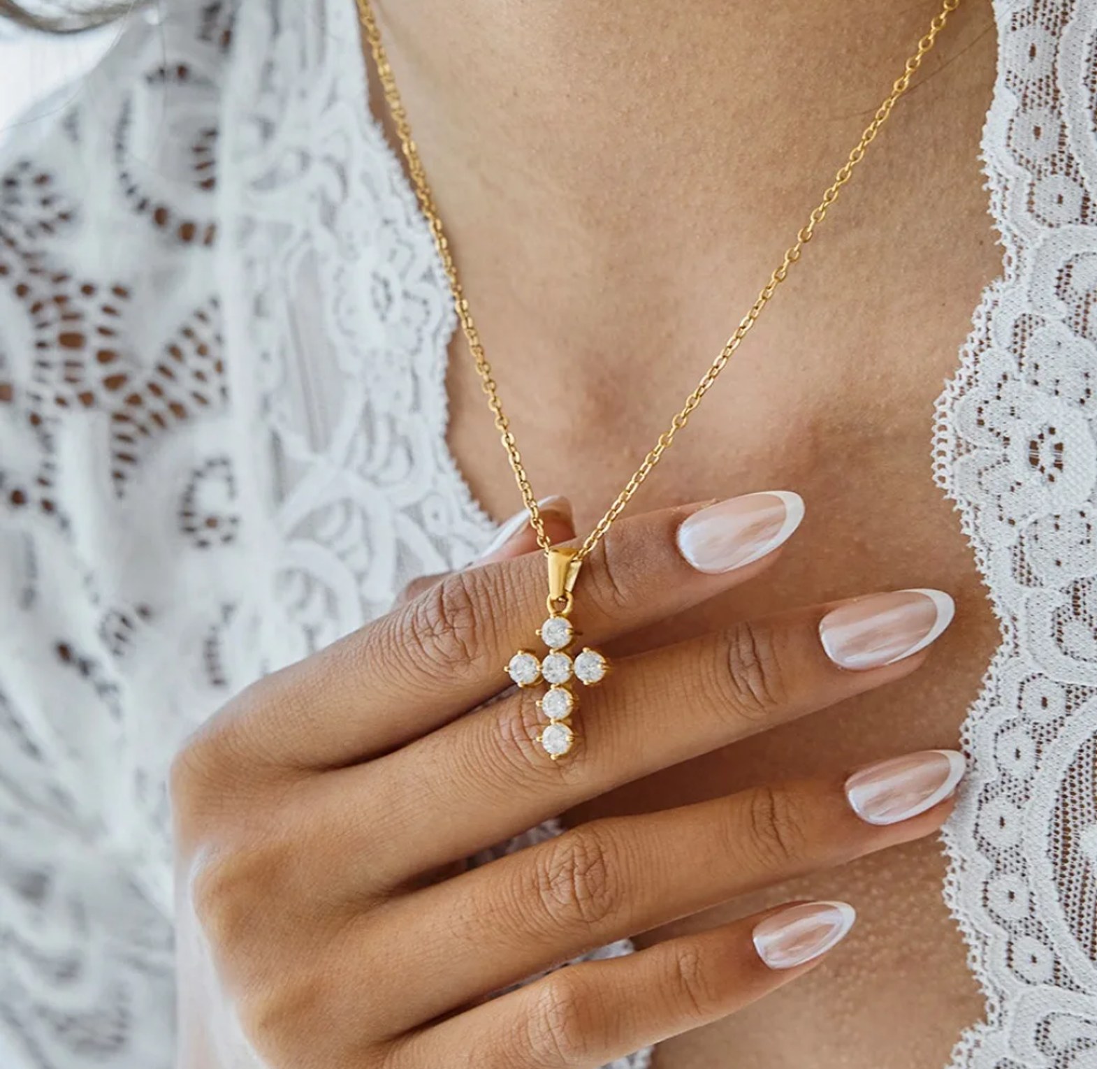 Crystal cross necklace  image