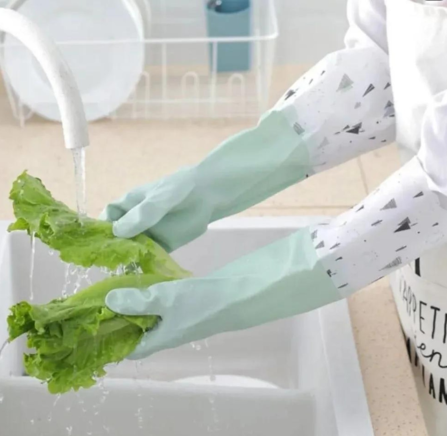 Long silicon reusable kitchen/household gloves image