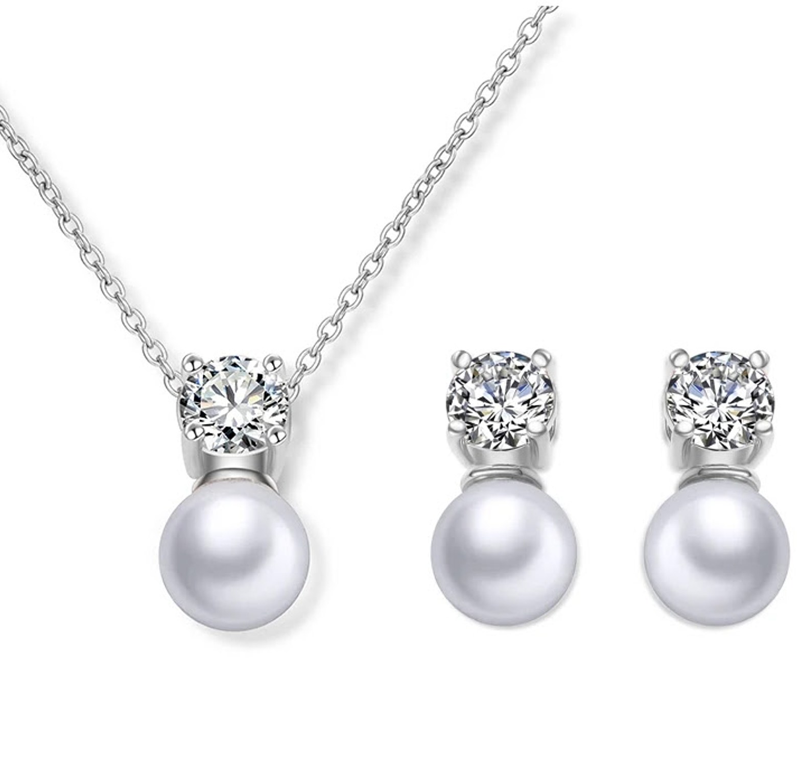 Classy imitation pearl and cubic zirconia image