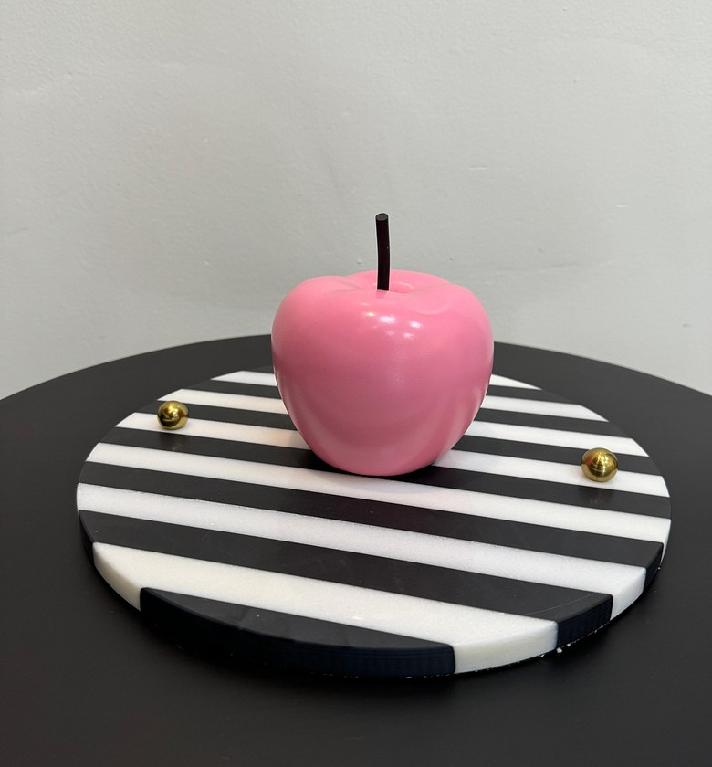 Glossy pink apple ornament   image