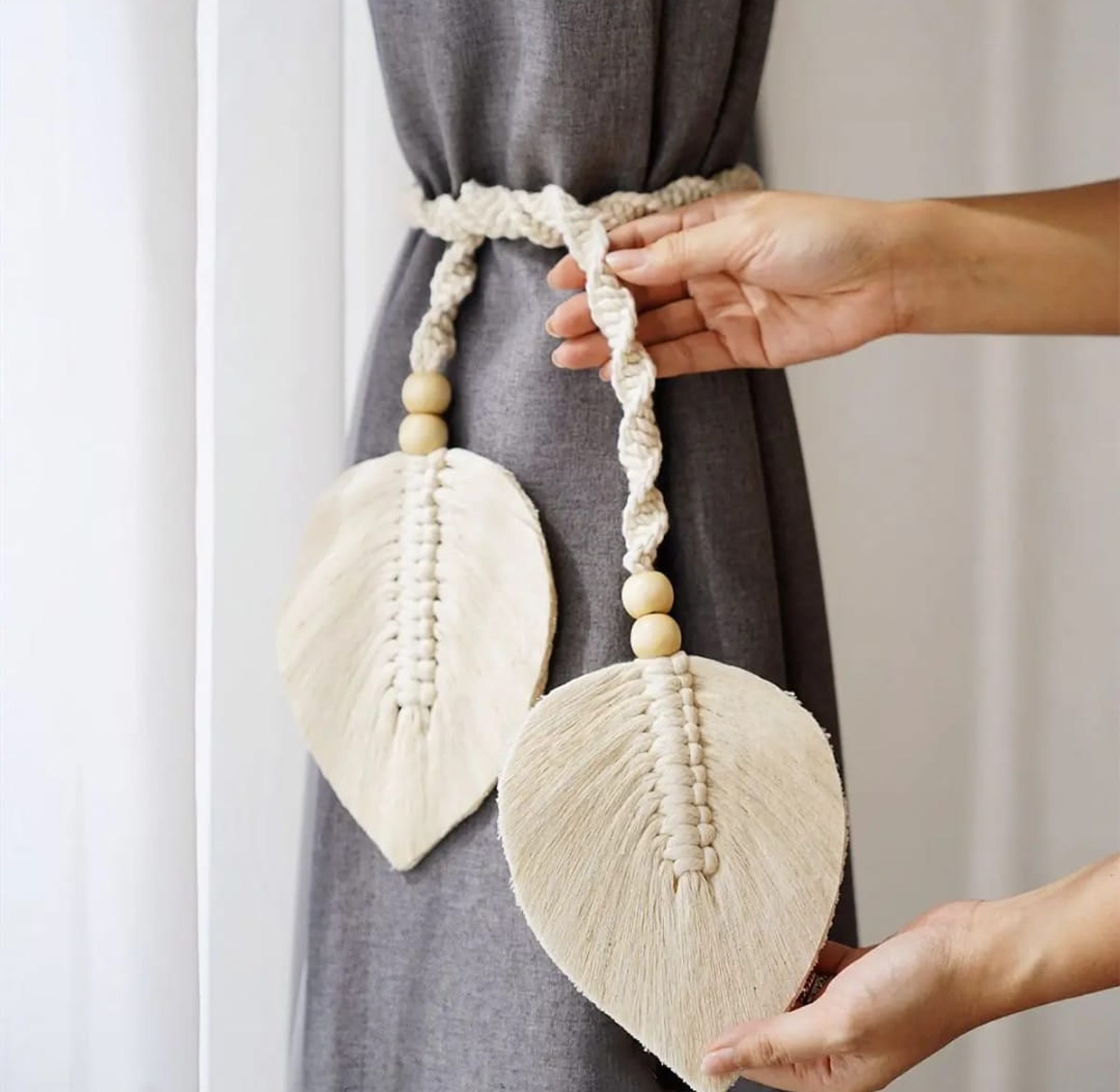 Leaf Curtains with Straps Home Bohemian Lace image
