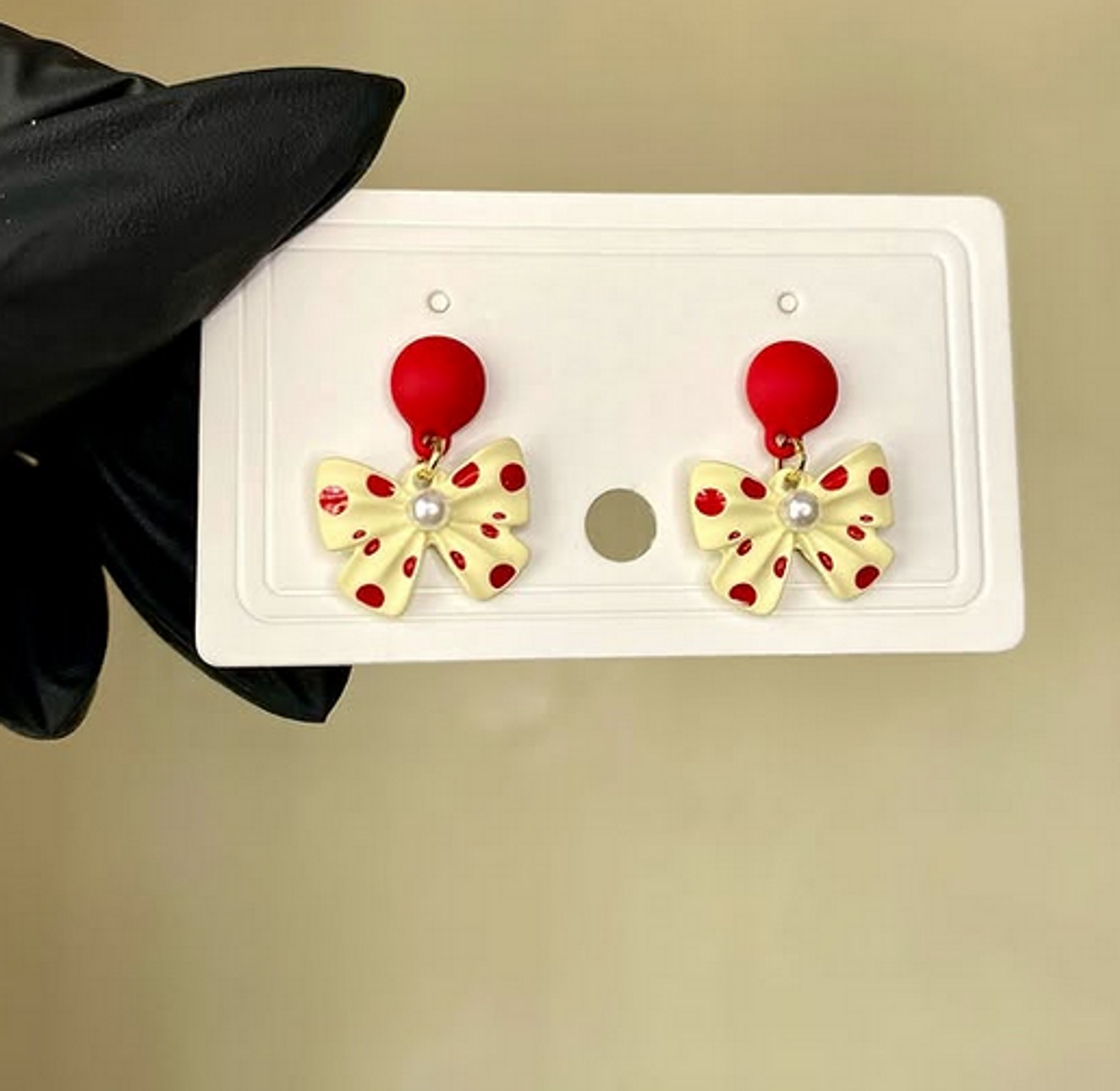 Cute Pearl Bow Knot Drop Earrings image