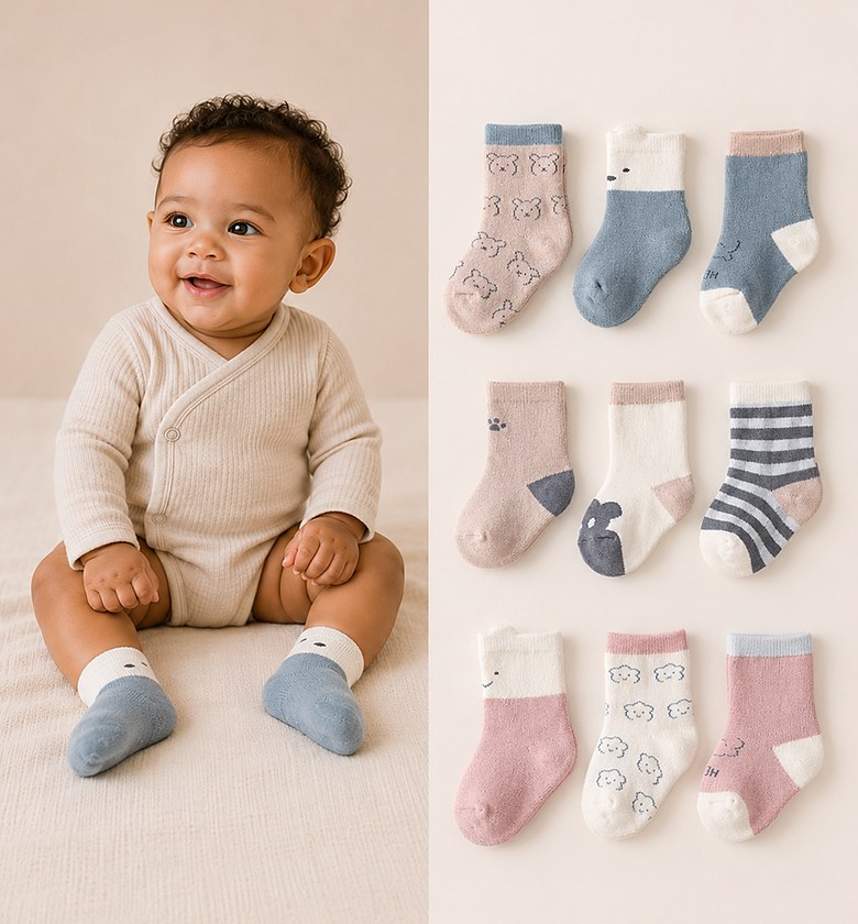 Cozy Bear Baby Socks – 3 Pair Set image
