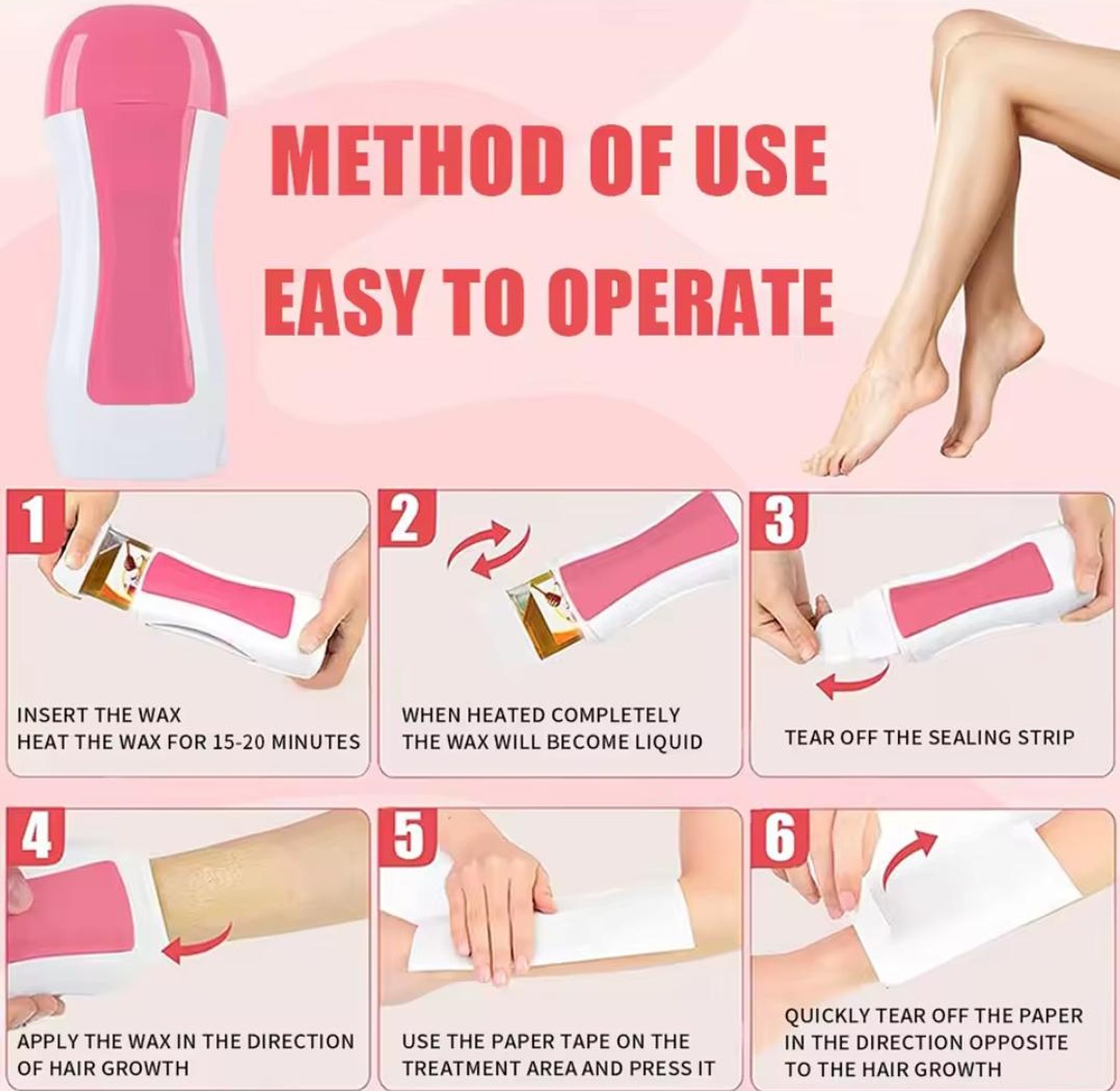 Portable Roll On Wax Heater Machine for Smooth Home Hair Removal image