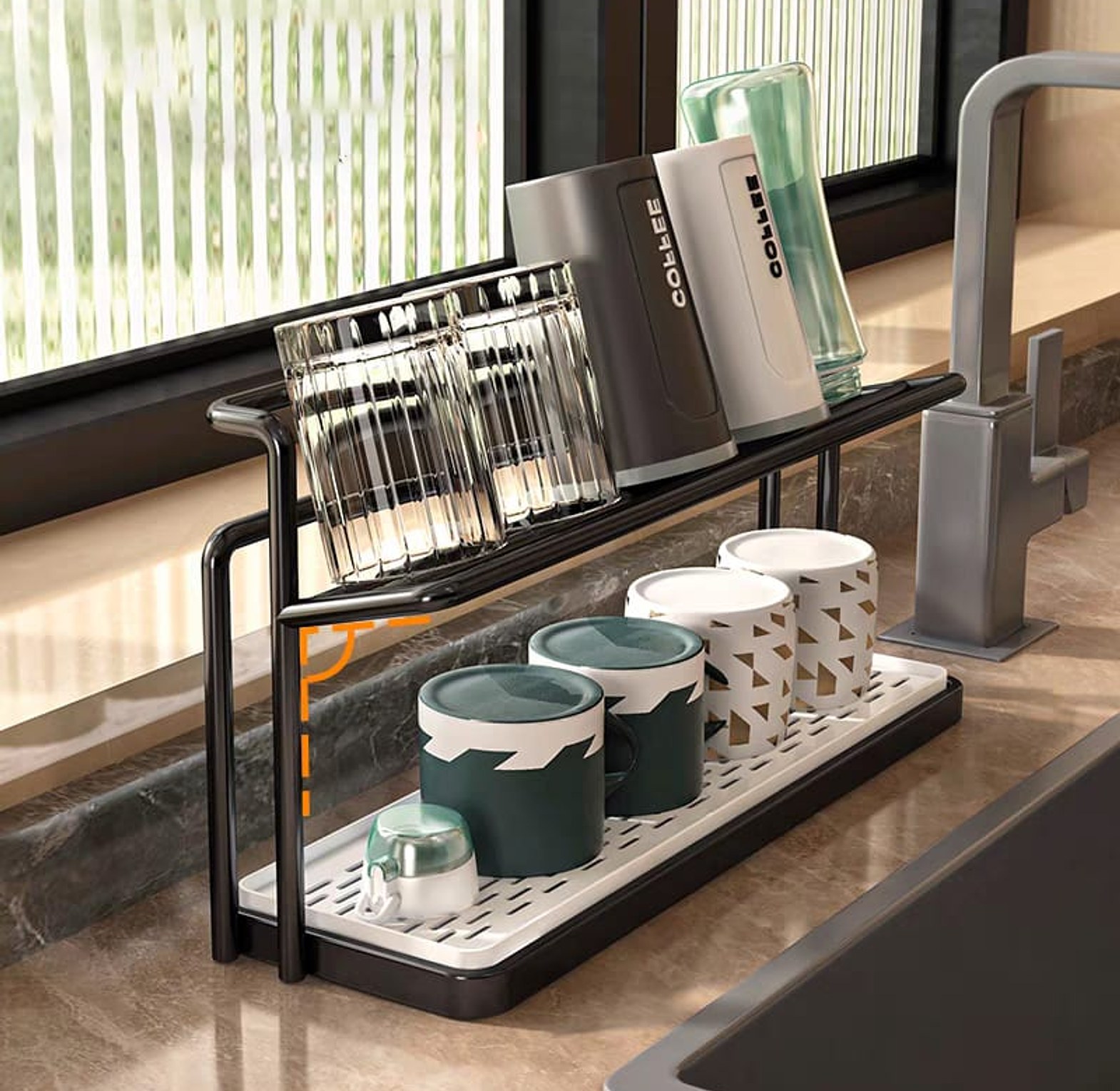 Space-Saving Double-Layer Kitchen Storage Rack image