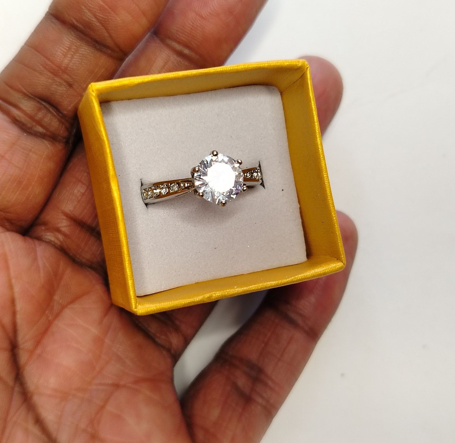 Stainless steel zirconia diamond hypoallergenic engagement ring  image