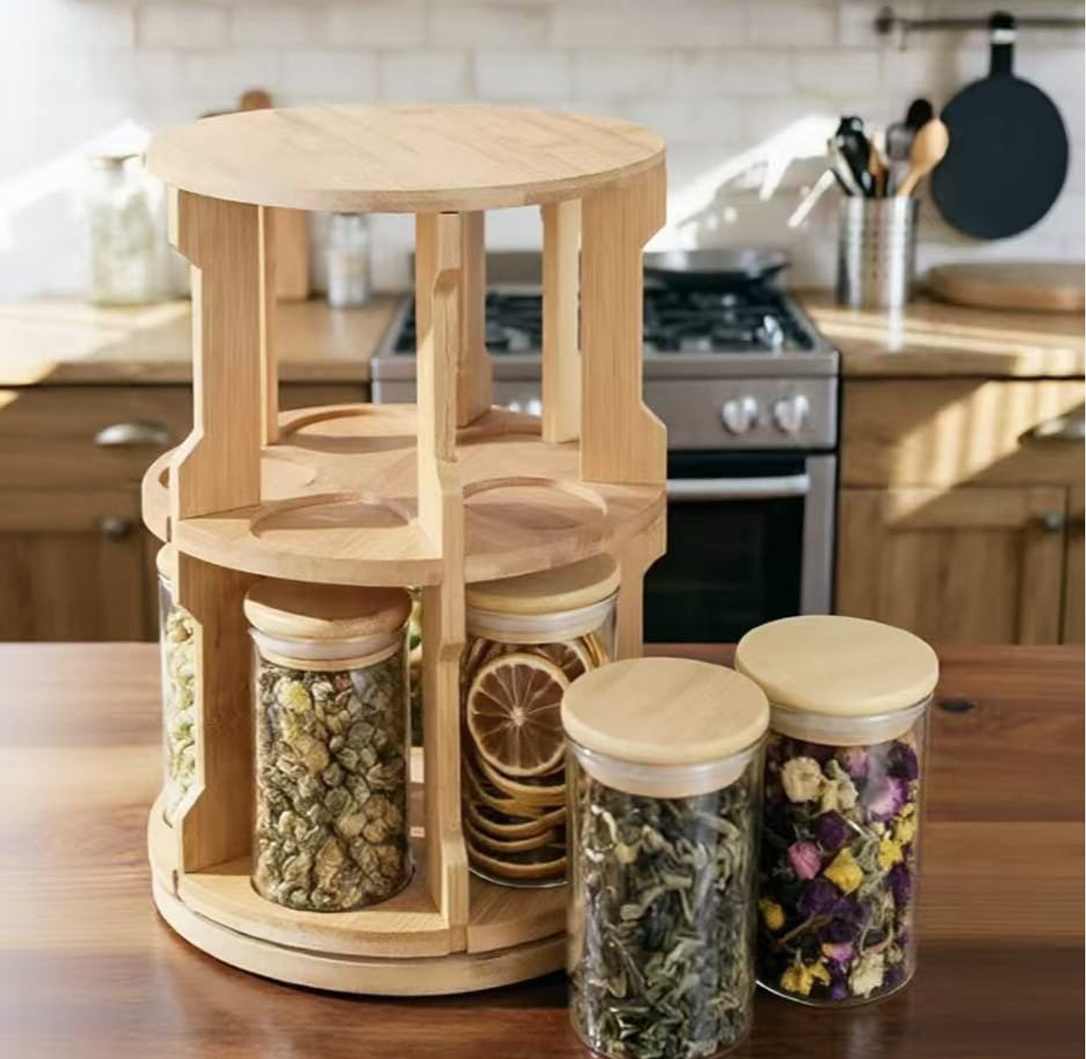Rotating Bamboo Storage Rack image