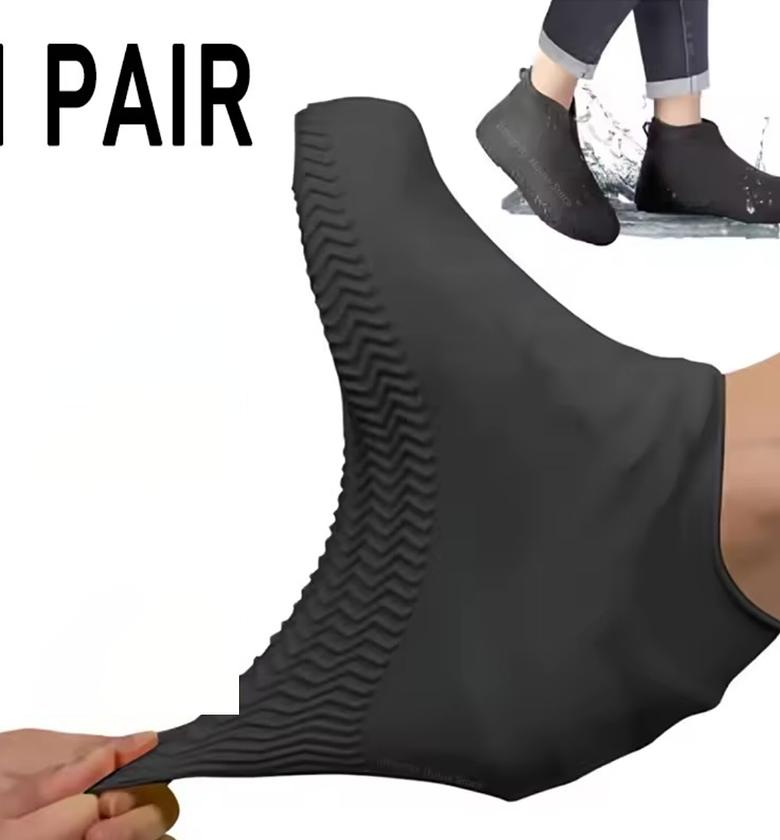 Reusable Waterproof Silicone Rain Shoe Covers with Anti-Slip Grip Sole – Heavy Duty Mud & Rain Footwear Protectors for Men & Women image