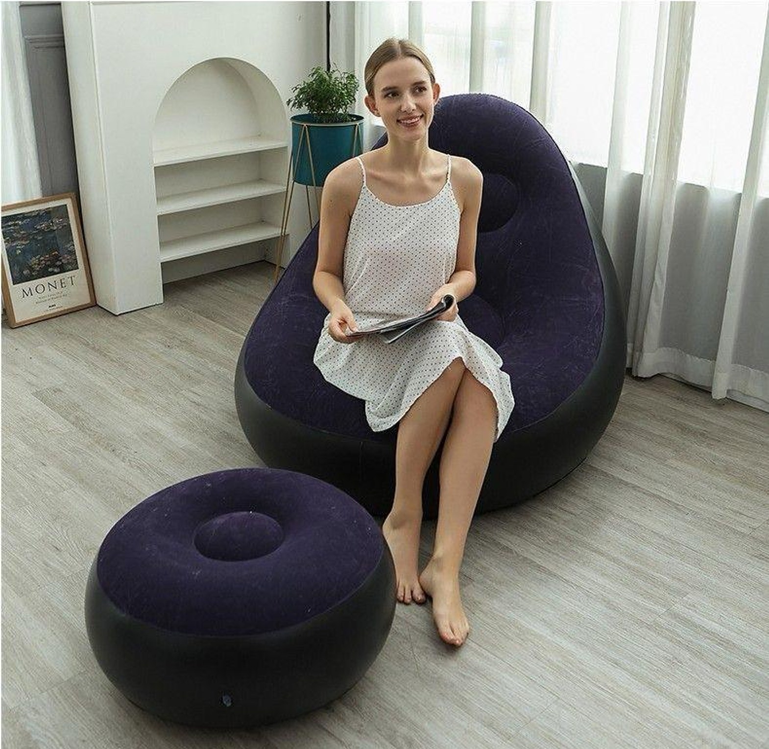 Inflatable Lazy Sofa With Foot Step image