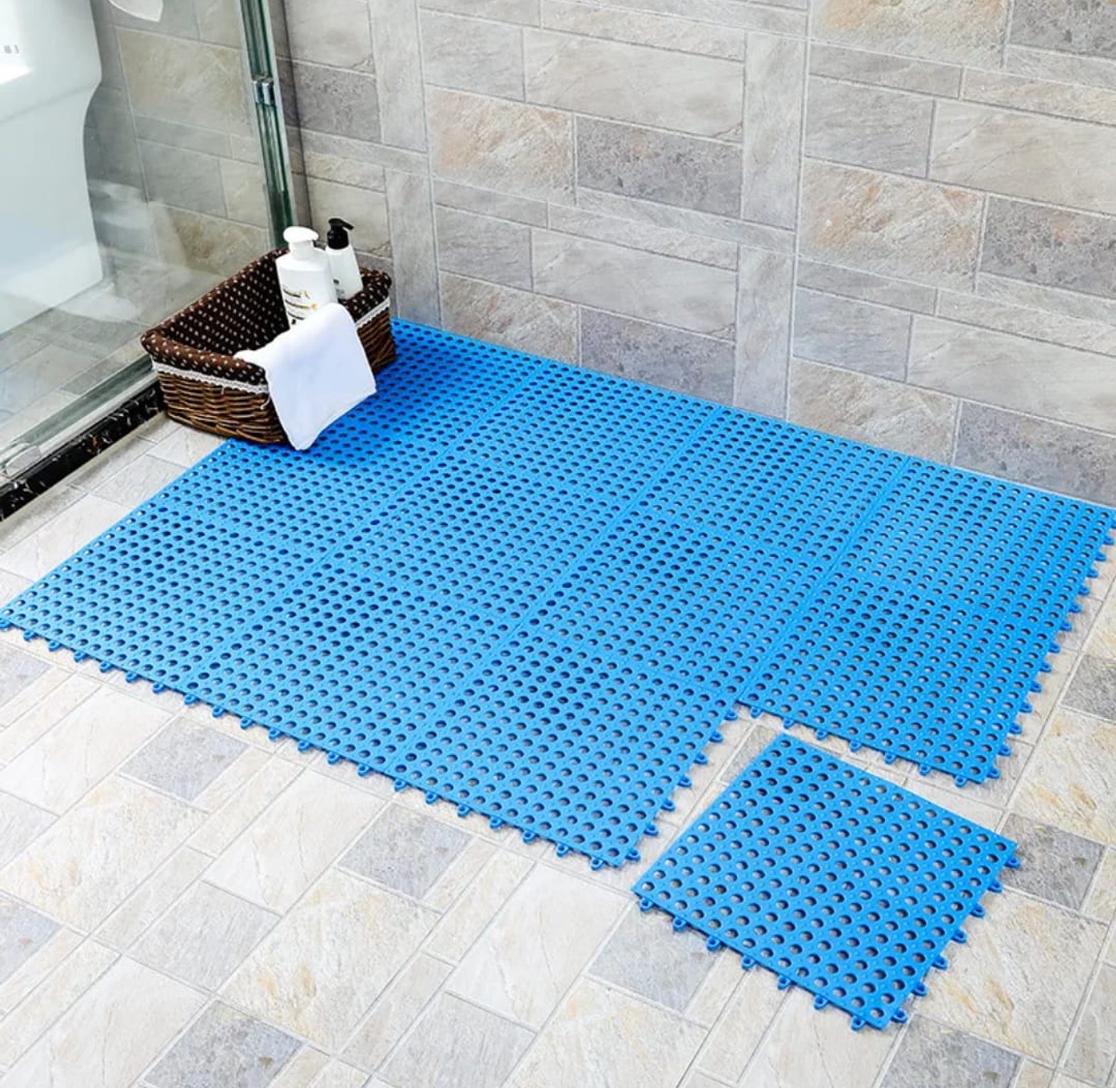 Inter Locking Nonslip Bathroom Floor Mat, Antislip Shower Floor Mat image