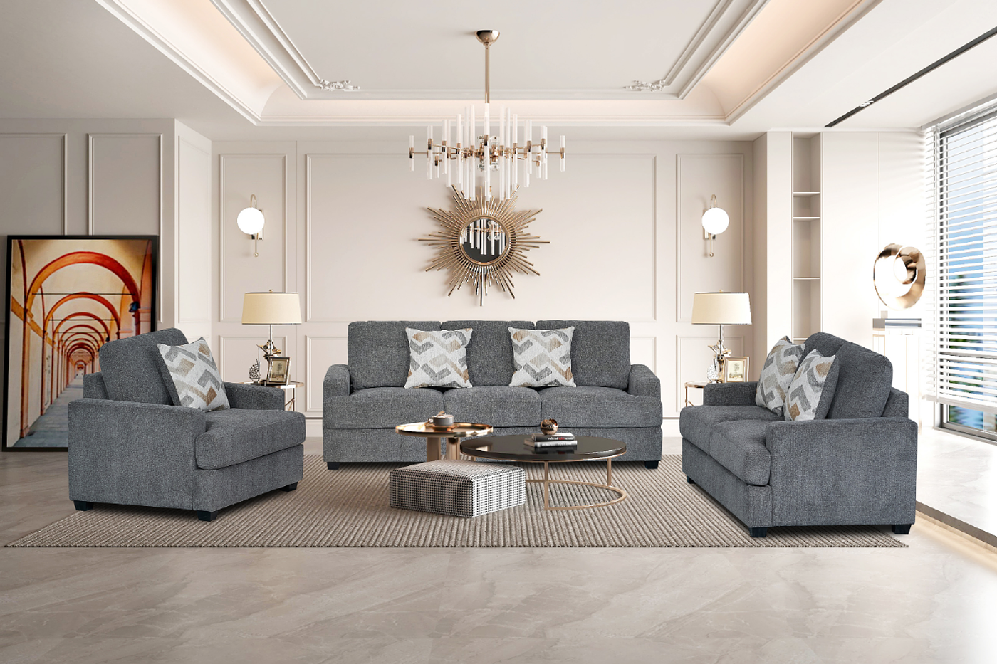 DELTA 7 Seater Fabric Sofa (3+2+1+1) image 1