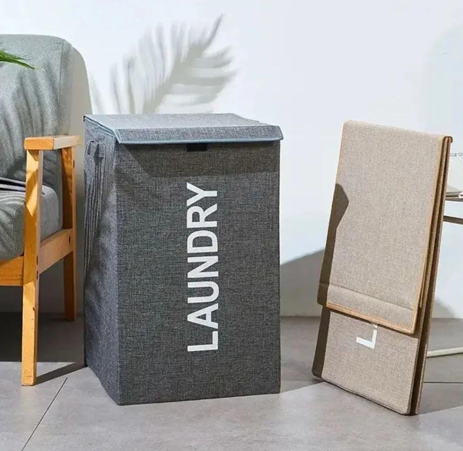Large Capacity Foldable Laundry basket with lid and Handles image
