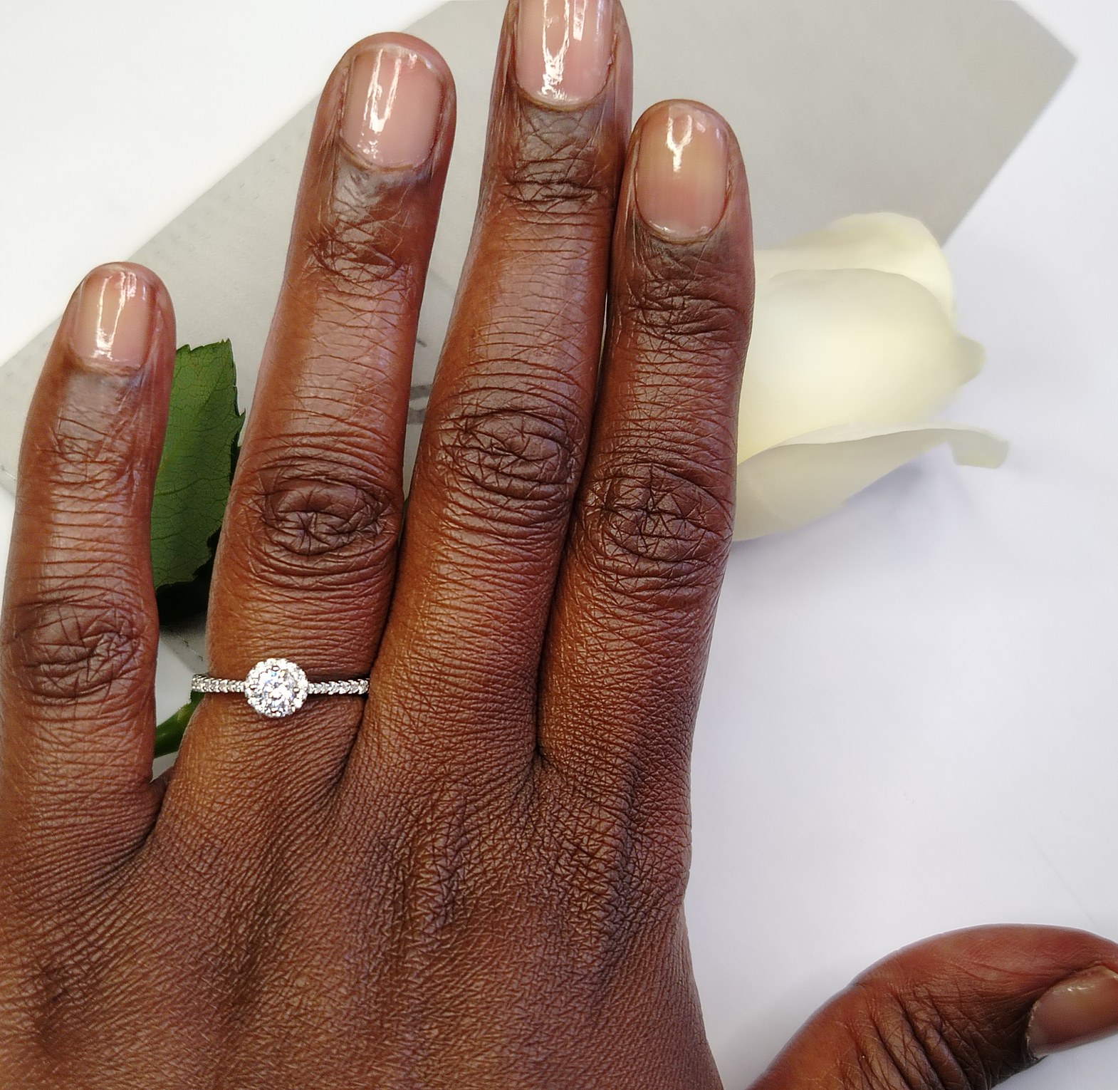 Round Sparkling Pure Sterling Silver Engagement Proposal Promise Ring  image