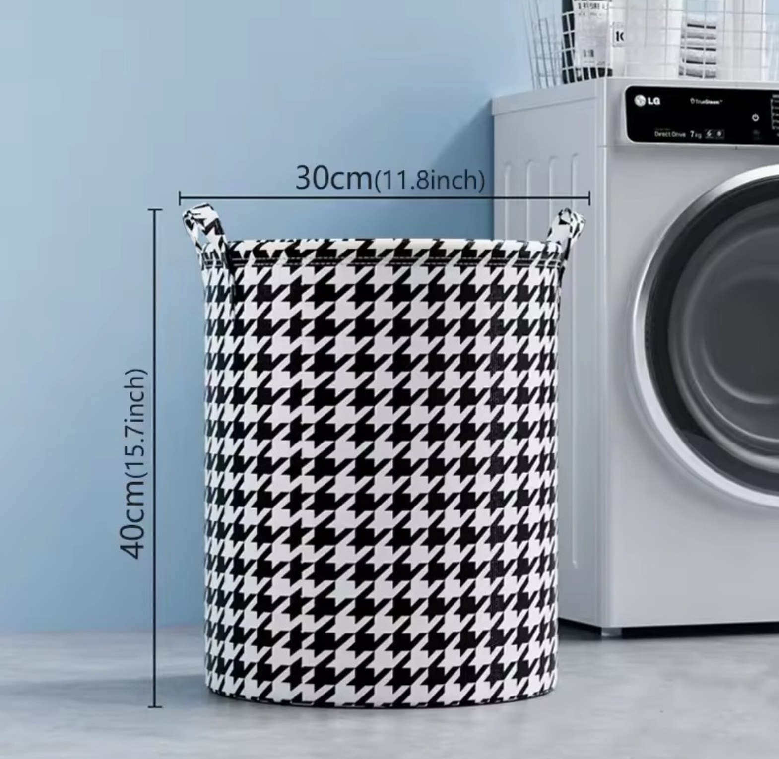 Foldable Aesthetic Laundry Basket & Houndstooth Toy Storage Organizer Hamper for Modern Homes image