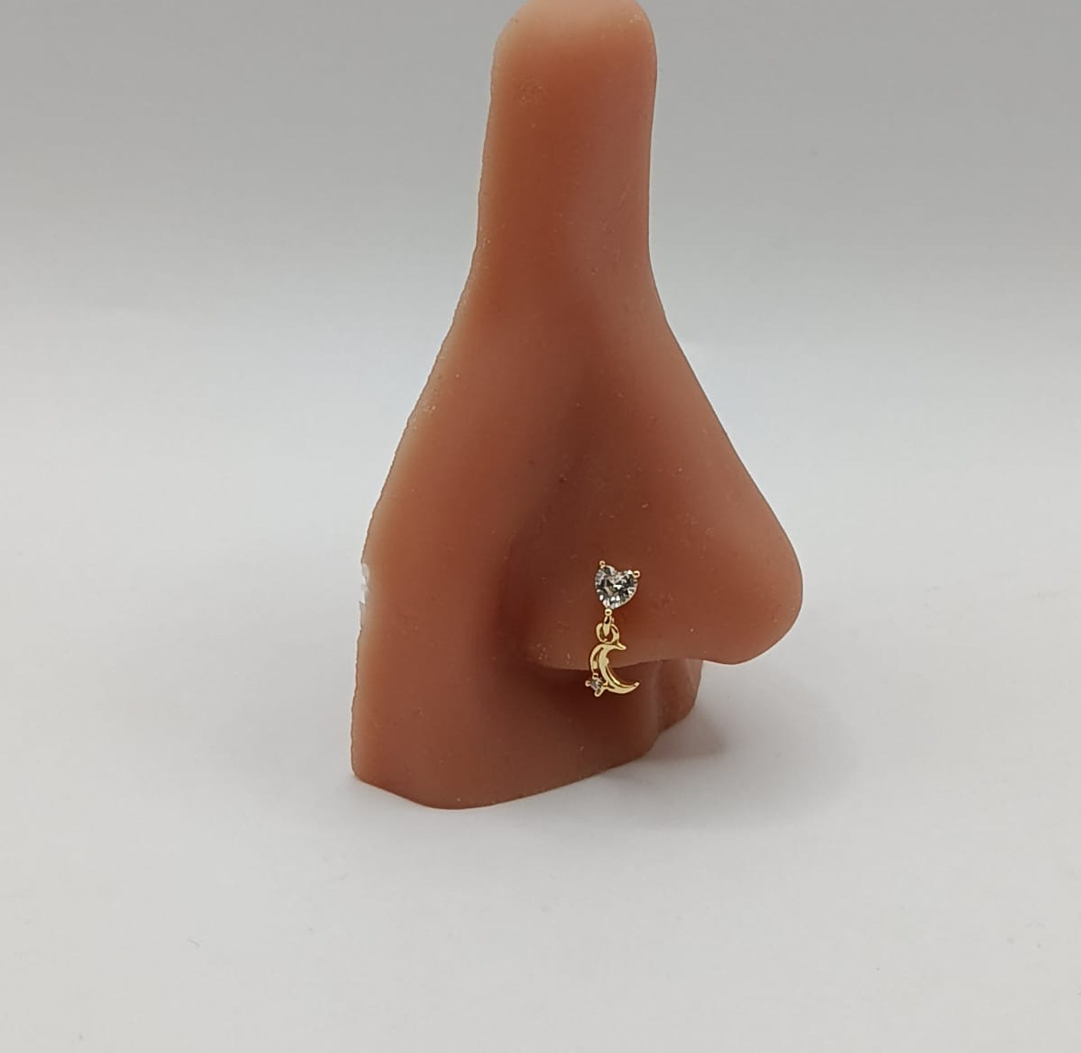 Gold Moon Dangle Nose Ring image