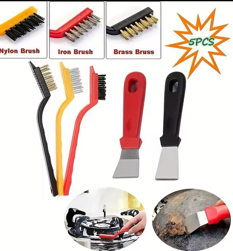 5-Piece Cleaning Brush and Scraper Tool Set image