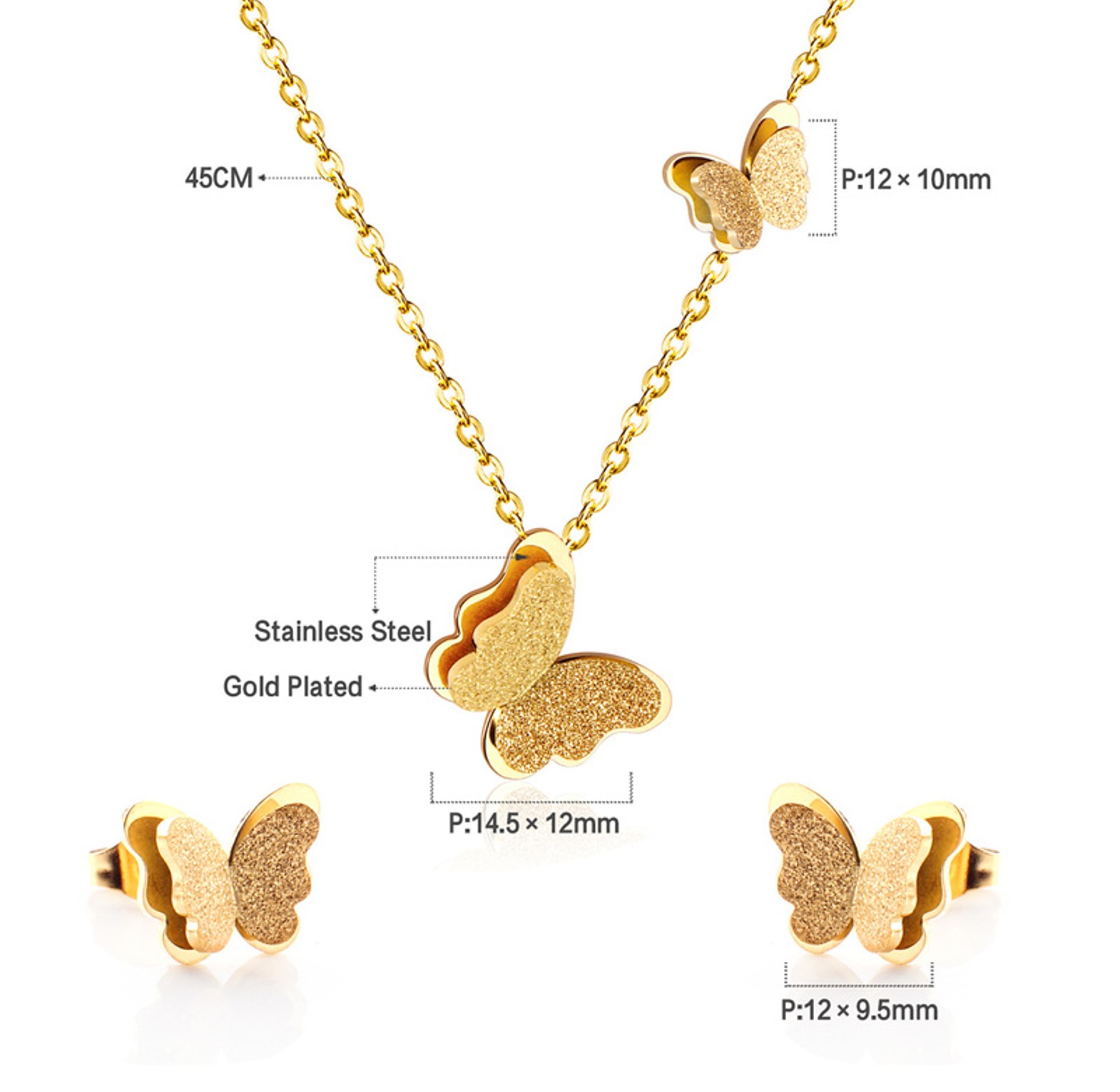 Stainless steel butterfly jewelry set image